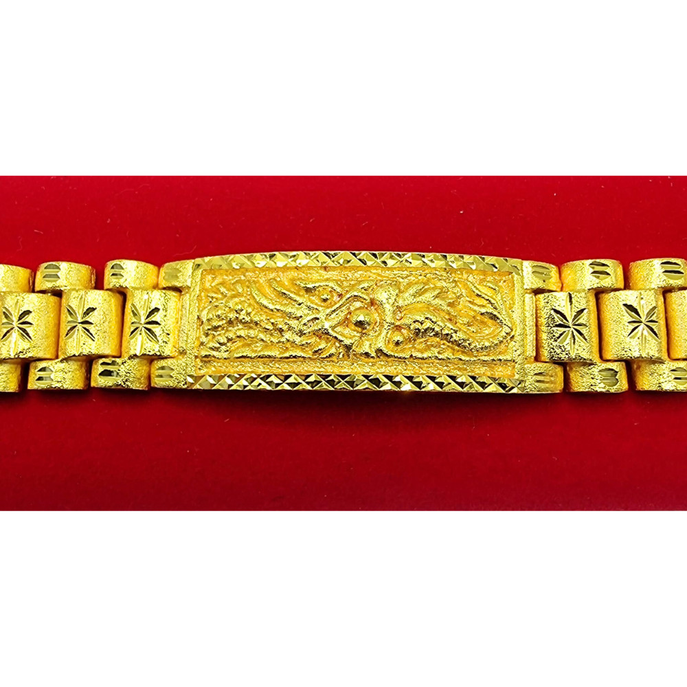 Bracelet Thai Gold 24k Solid Yellow Chain Pendant Dragon Chinese 3 Baht 7 in Men