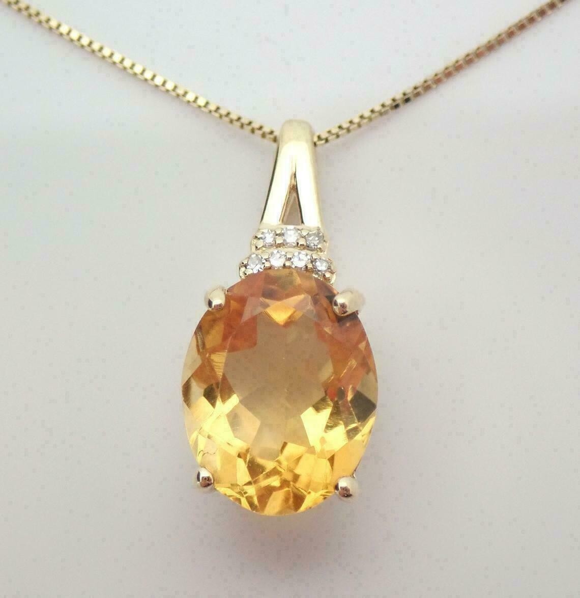 2Ct Oval Simulated Citrine Solitaire Pendant Free Chain 14K Yellow Gold Plated