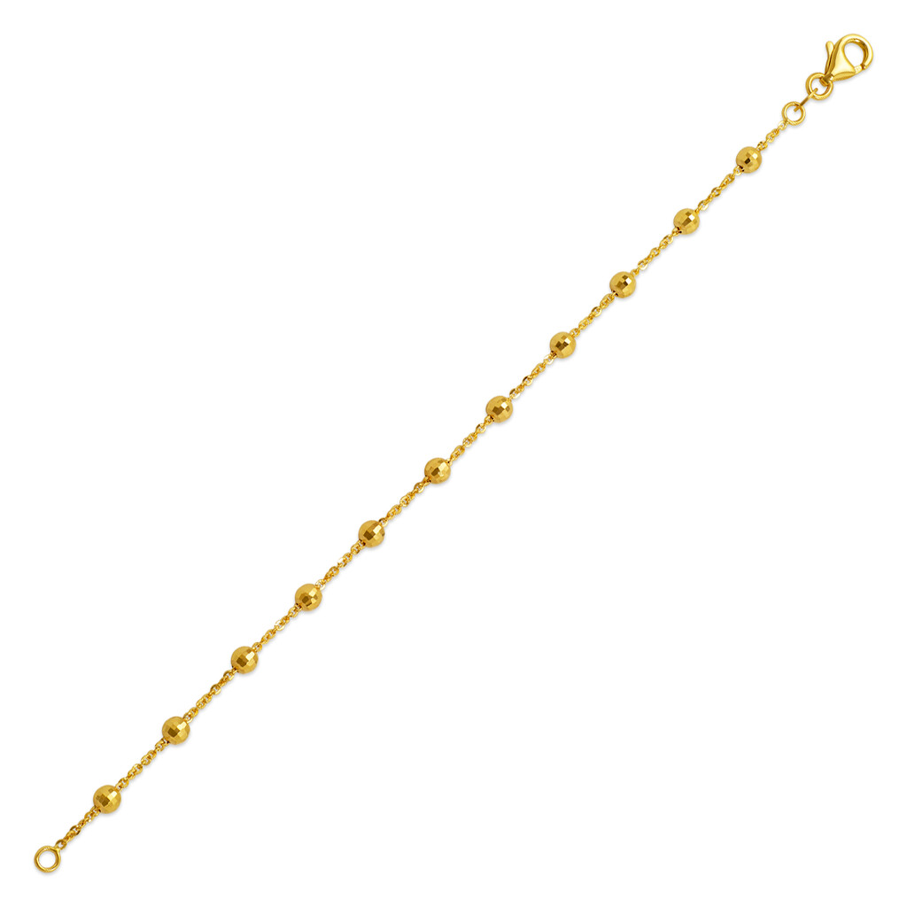 14K Solid Yellow Gold Station Ball Bead Rolo Bracelet Anklet 2mm 4mm 7″ 10″