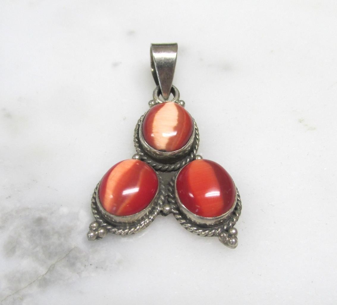 Sterling Silver Dangle Pendant w/ Unknown Stones ~ 9.4grams ~ 3-D403
