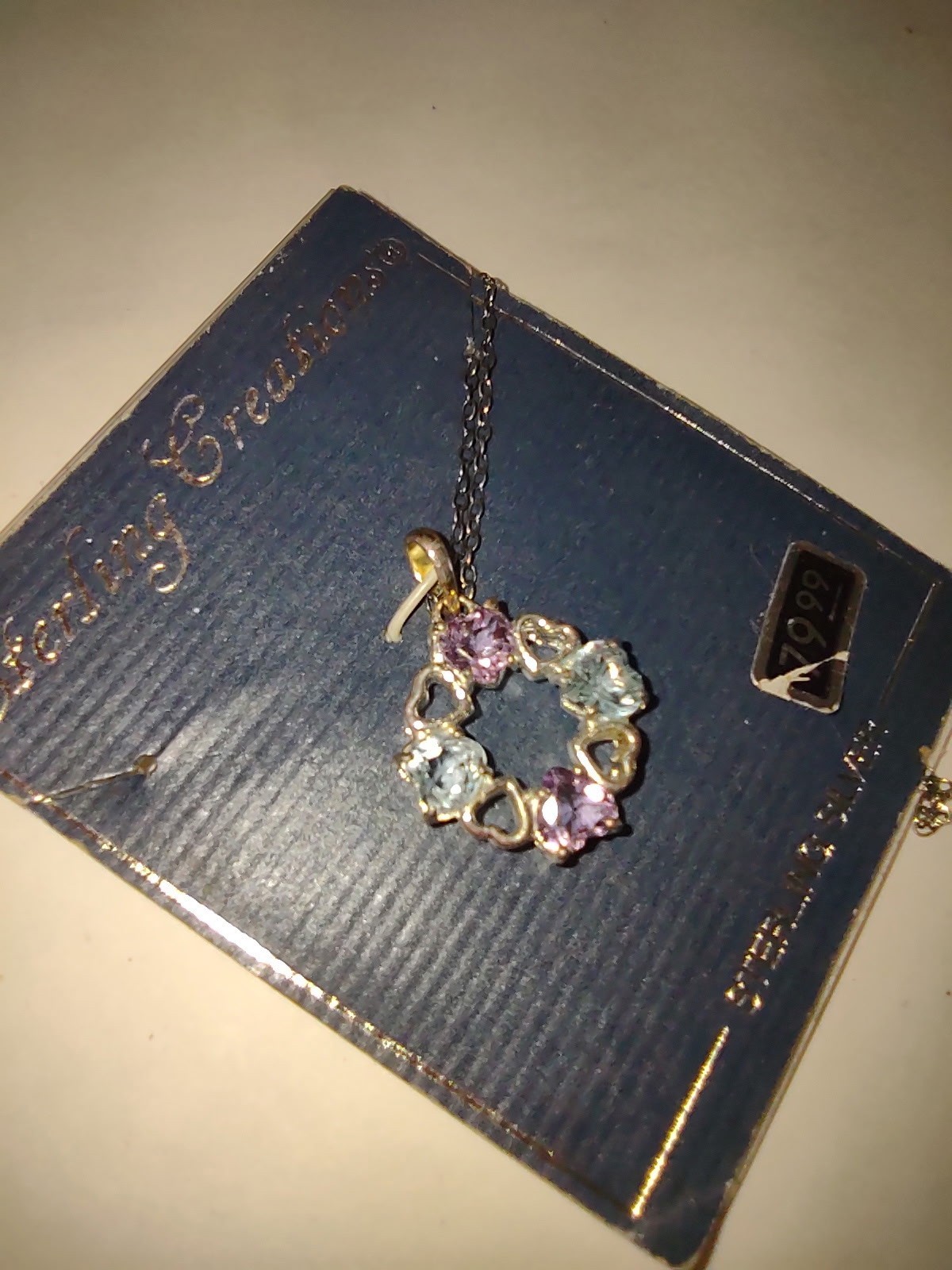 Sterling Creations 925 Sterling Silver Heart Charm Necklace Gift New Vintage