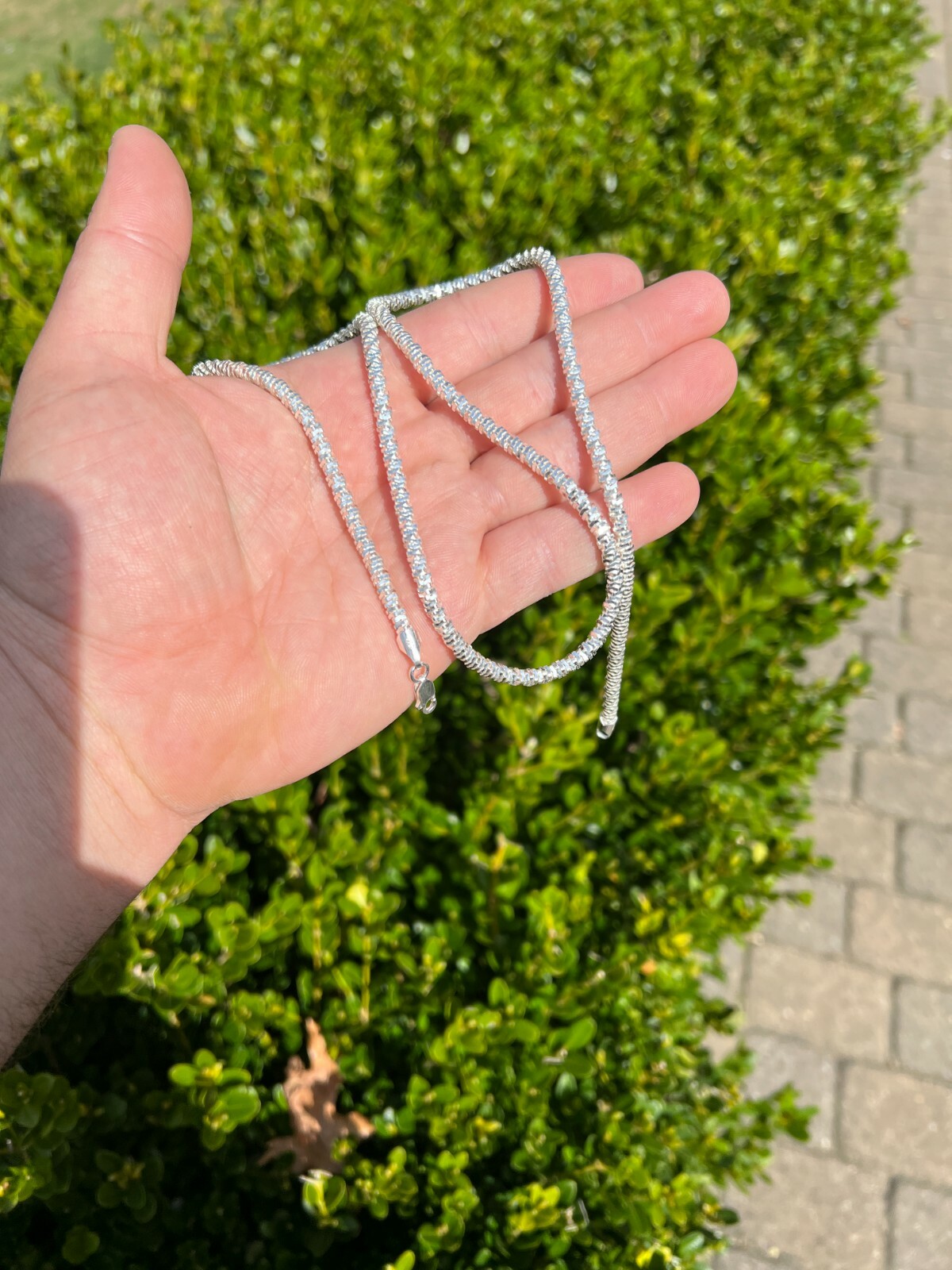 Real 925 Sterling Silver Diamond Cut Sparkle Ice Rope Chain Necklace 4mm 16-30″