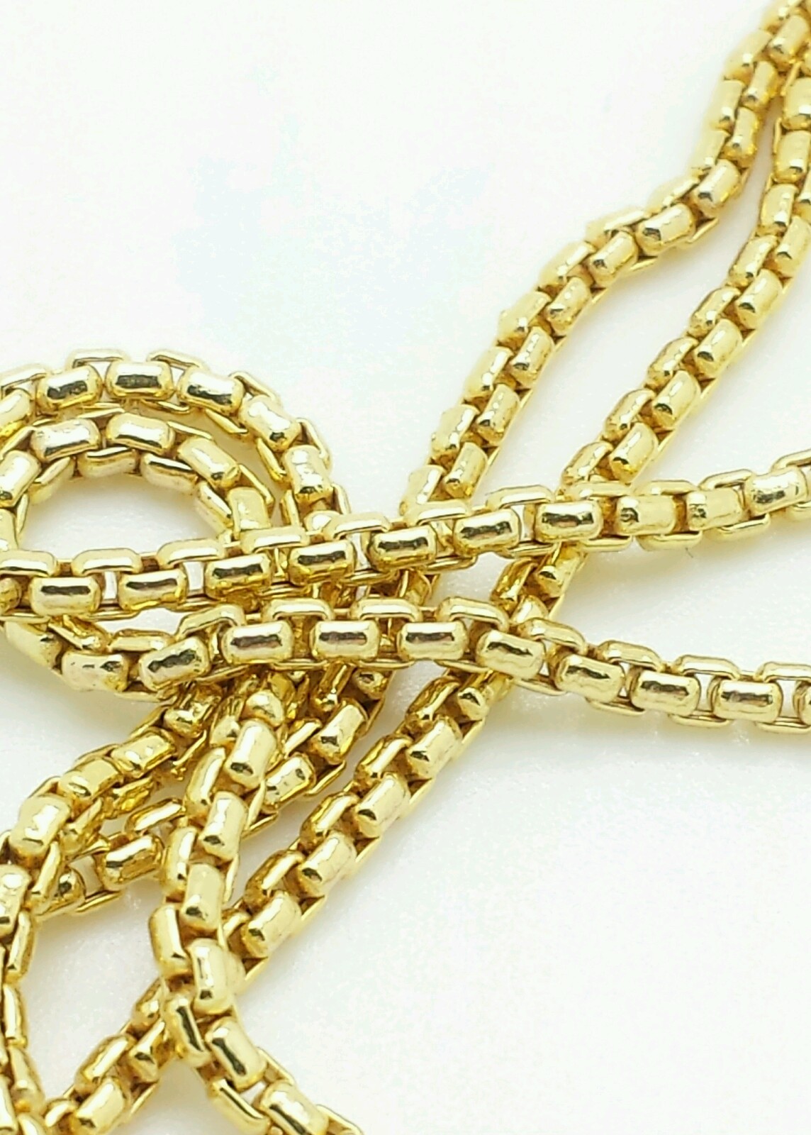 14k Yellow Gold Round Box Link Necklace Pendant Chain 18″ 1.7mm