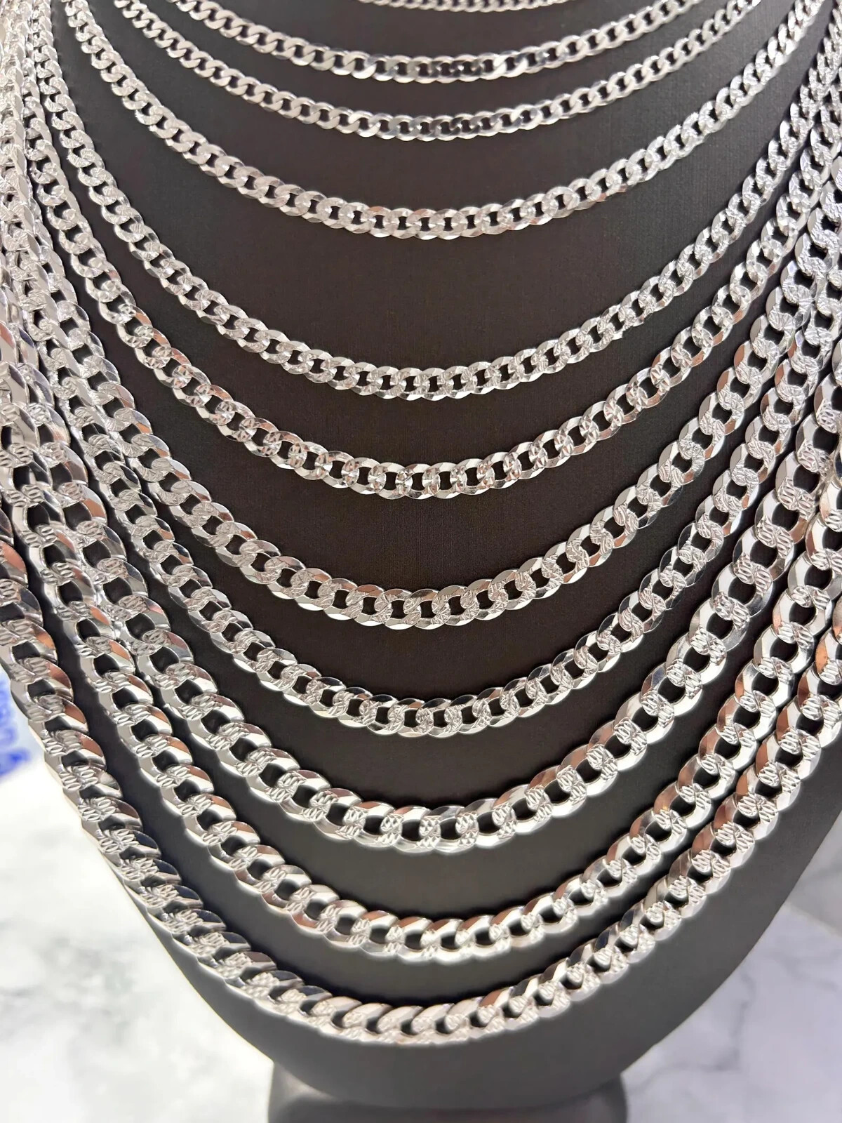 Solid 925 Sterling Real Italian Silver Cuban link Chain Necklace Men and Women