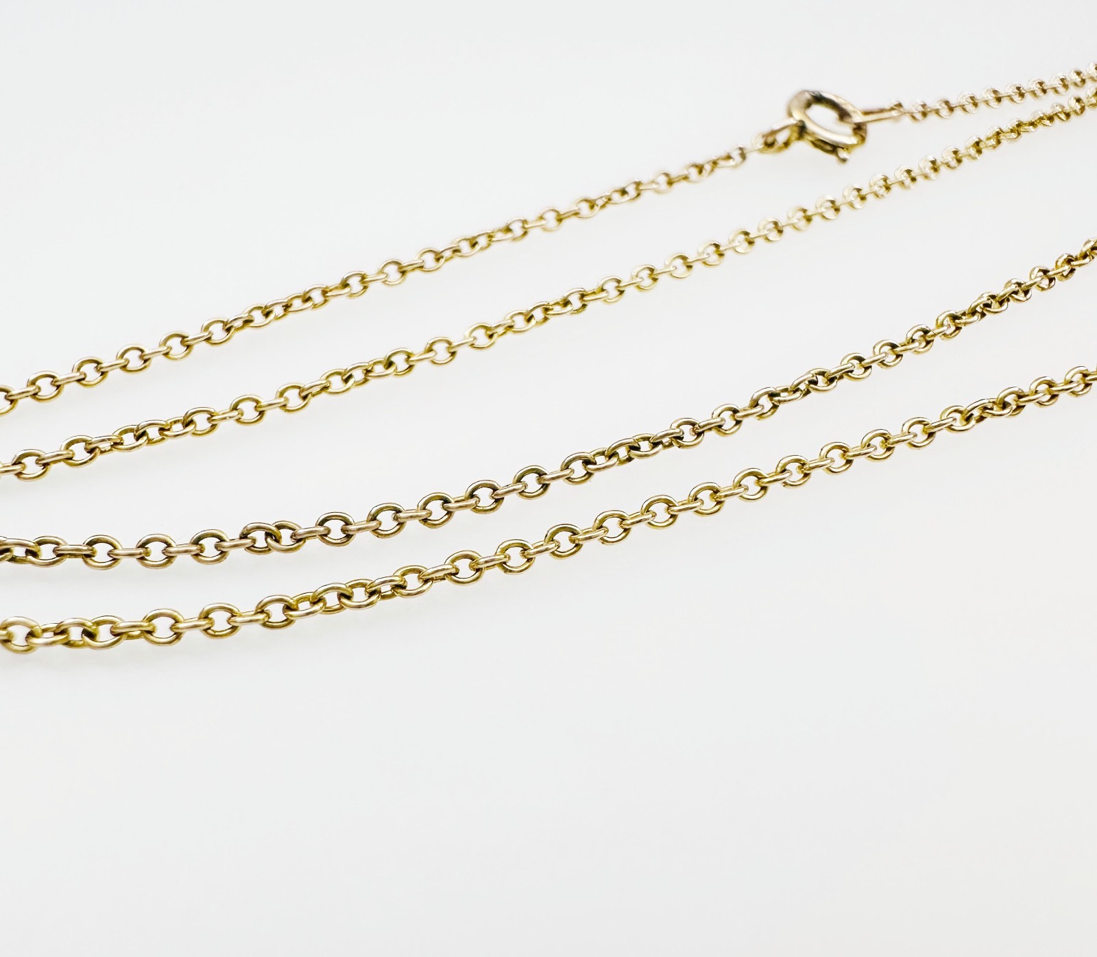 Vintage Solid 10K Yellow Gold Rolo Link Chain Necklace, 1.1mm, 15 3/8″