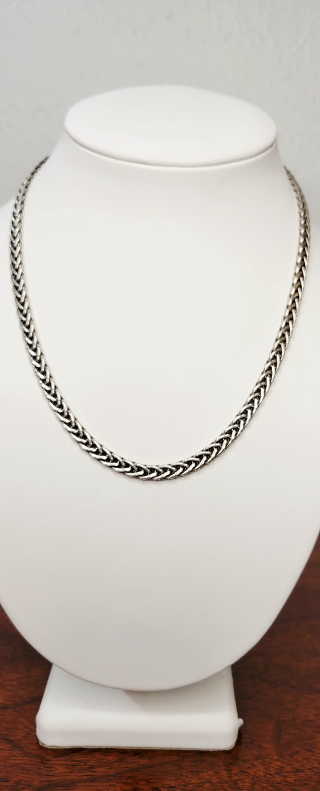 Solid Sterling Italian Foxtail Necklace Luxurious 18″ 31.4 Grams Stamped 925 OTC