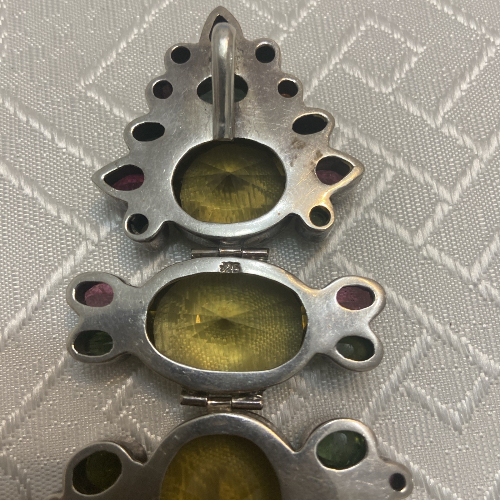 Sterling Silver 925 Multi-color PENDANT 4 inches