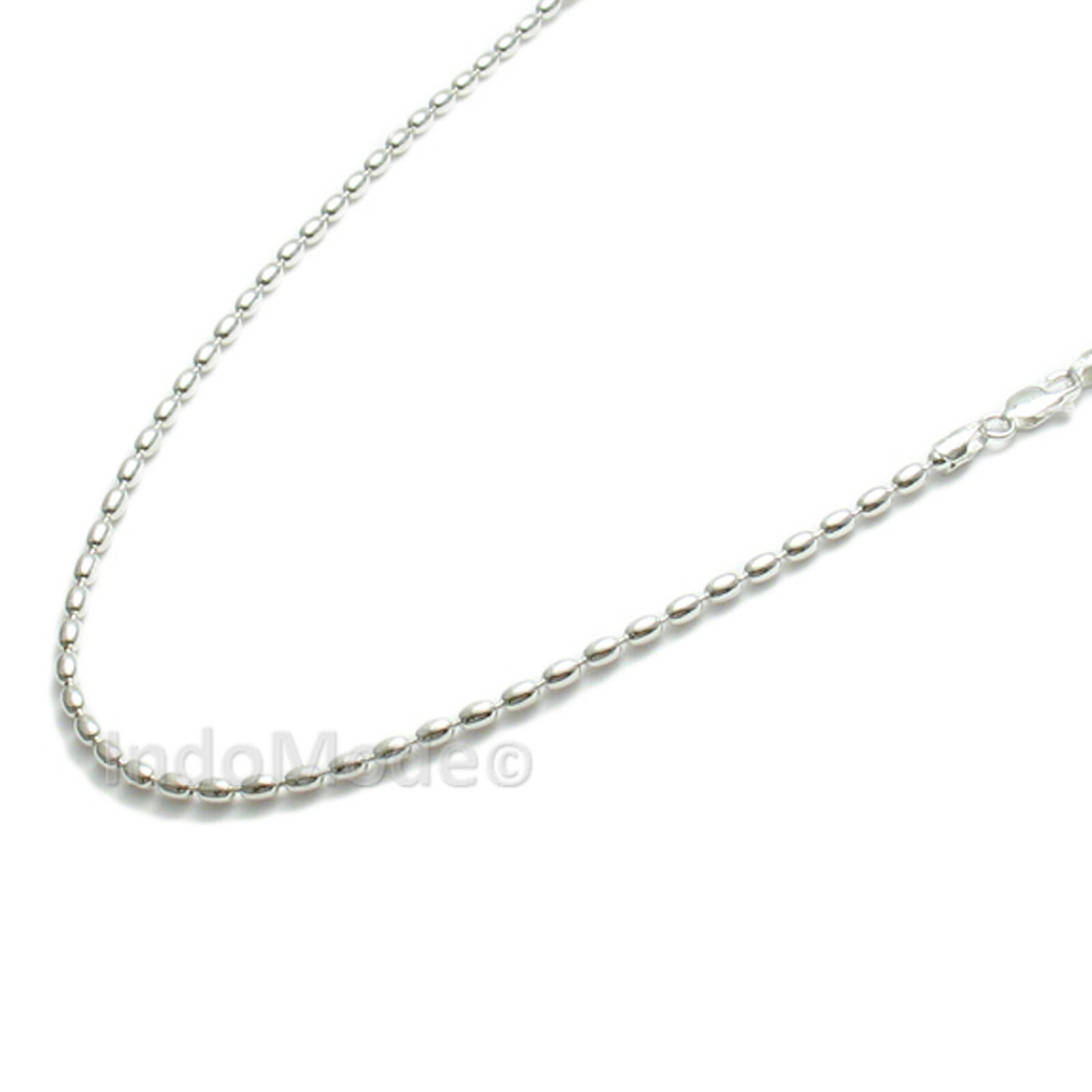 St. Silver Charleston Rice Bead Necklace Chain 2x3mm Beads 230ga Lobster Clasp