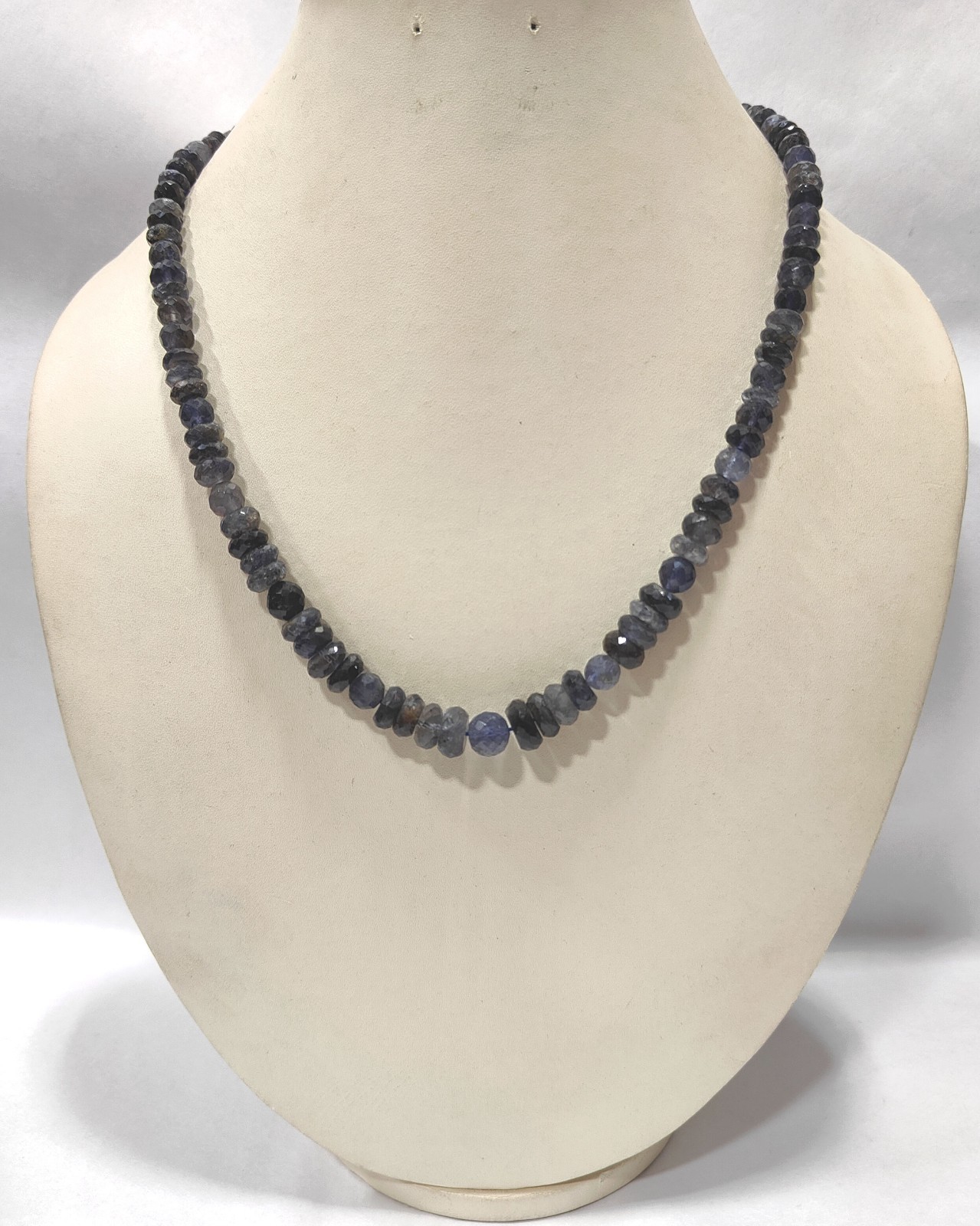 Natural Iolite Gemstone Necklace, Handmade Mix Size Beaded Jewelry, 18 Inch