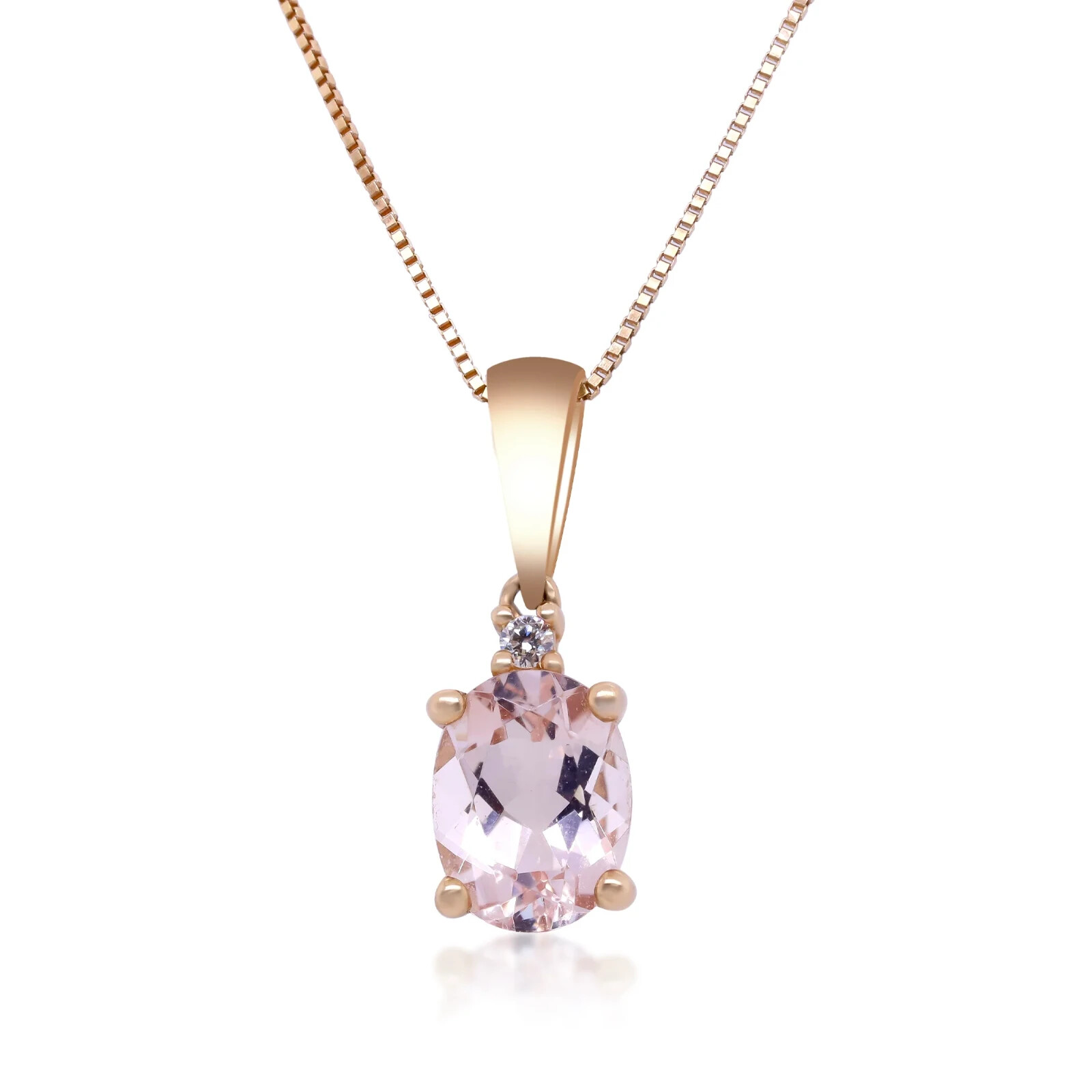 Without Chain 10K Rose Gold 1.10 Ctw Natural Pink Morganite and Diamond Pendant