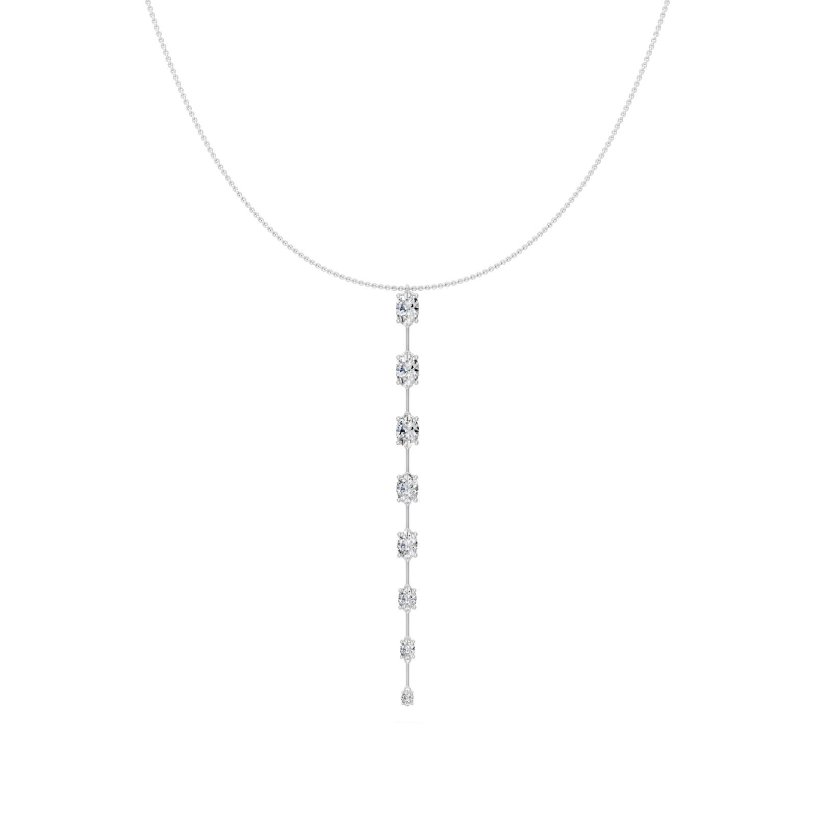 1.5 Ct Oval Cut Diamond Lariat Necklace VS1 D-F White Gold 14k
