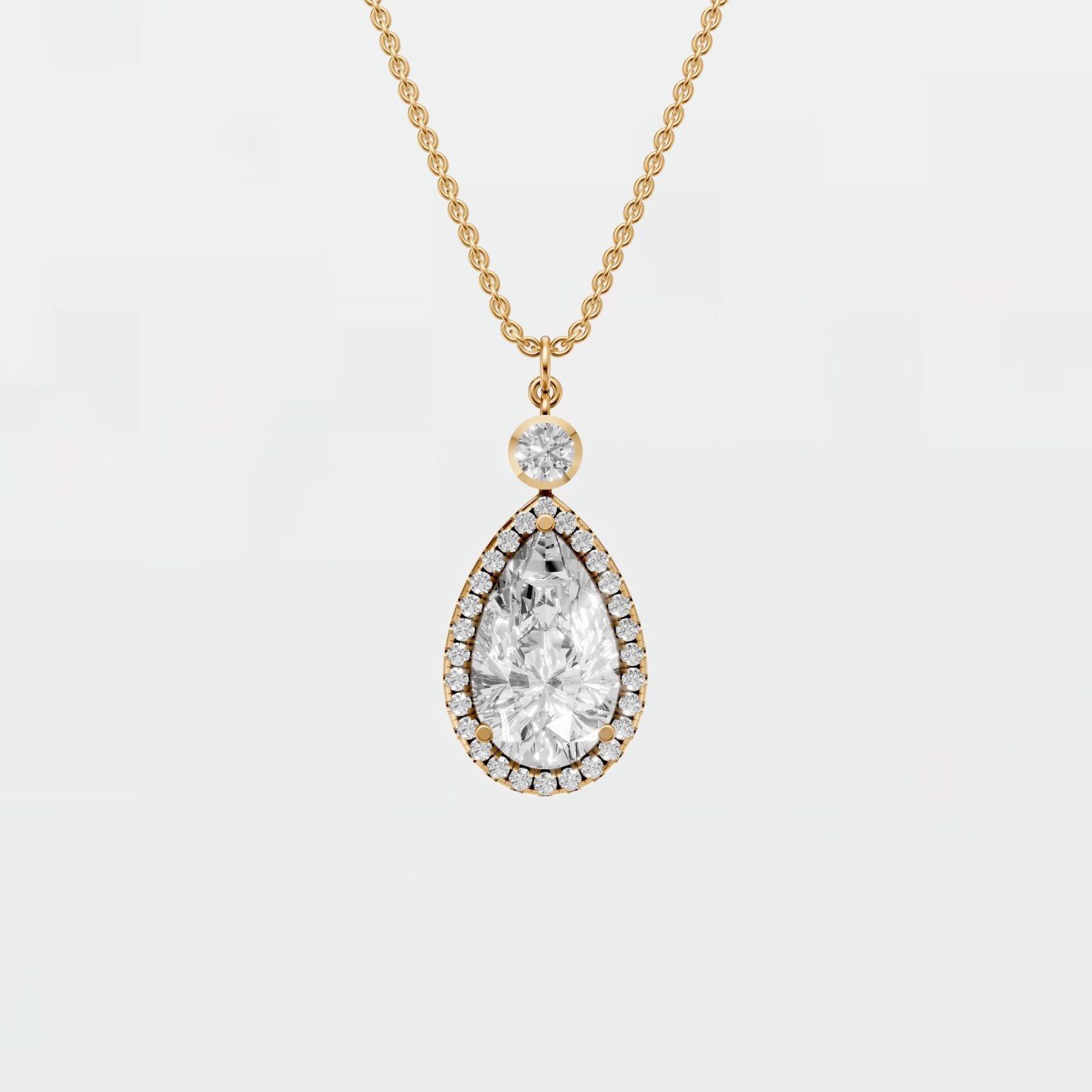 Luxury 12.96 CTW Lab Grown Pear Diamond Halo Statement Teardrop Pendant