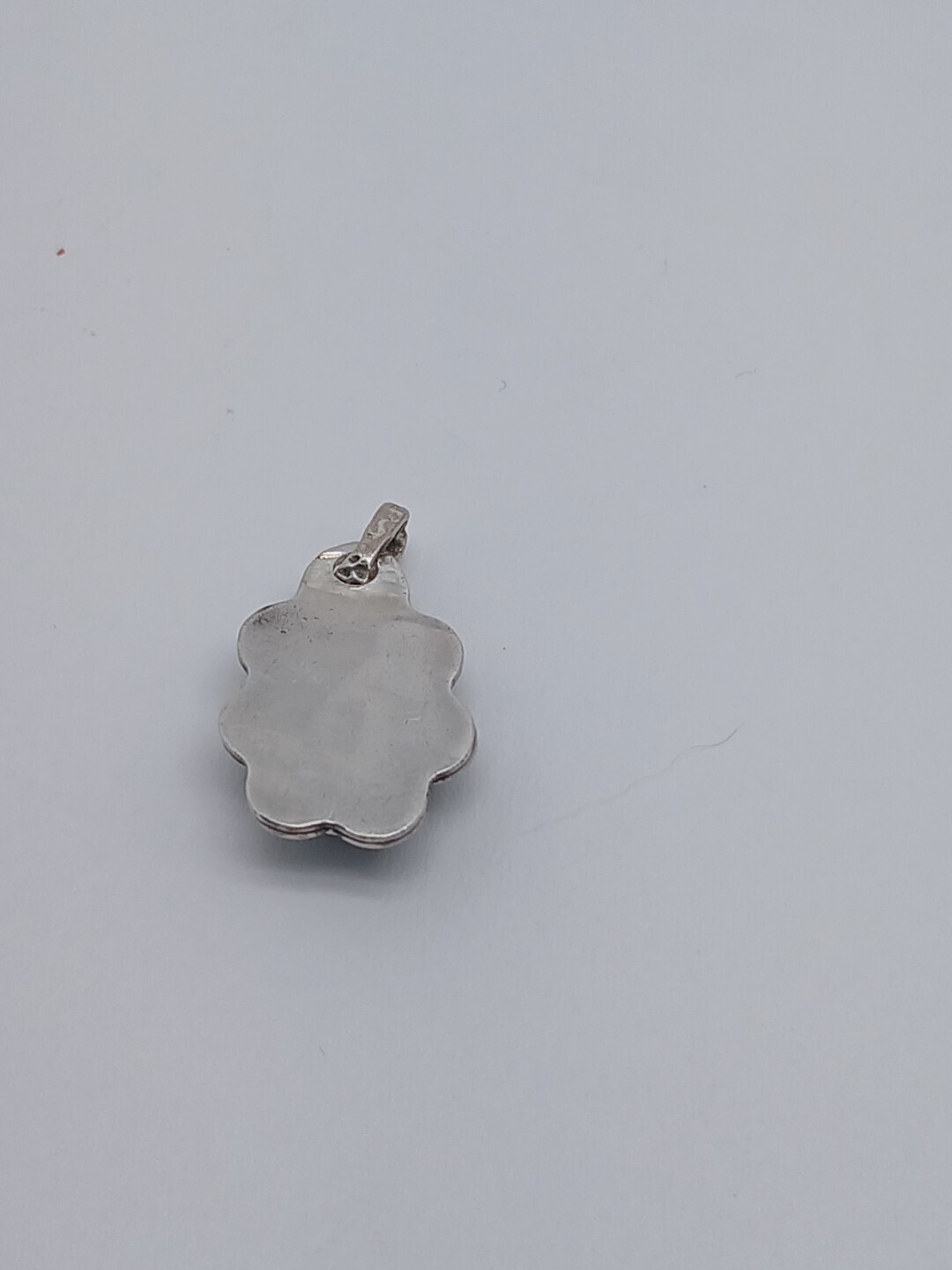 Unmarked Sterling silver Malachite pendant small 1 inch Possible Native American