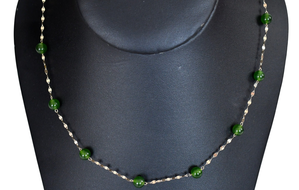 🆕14K YELLOW GOLD and Peridot Beaded Necklace 19in