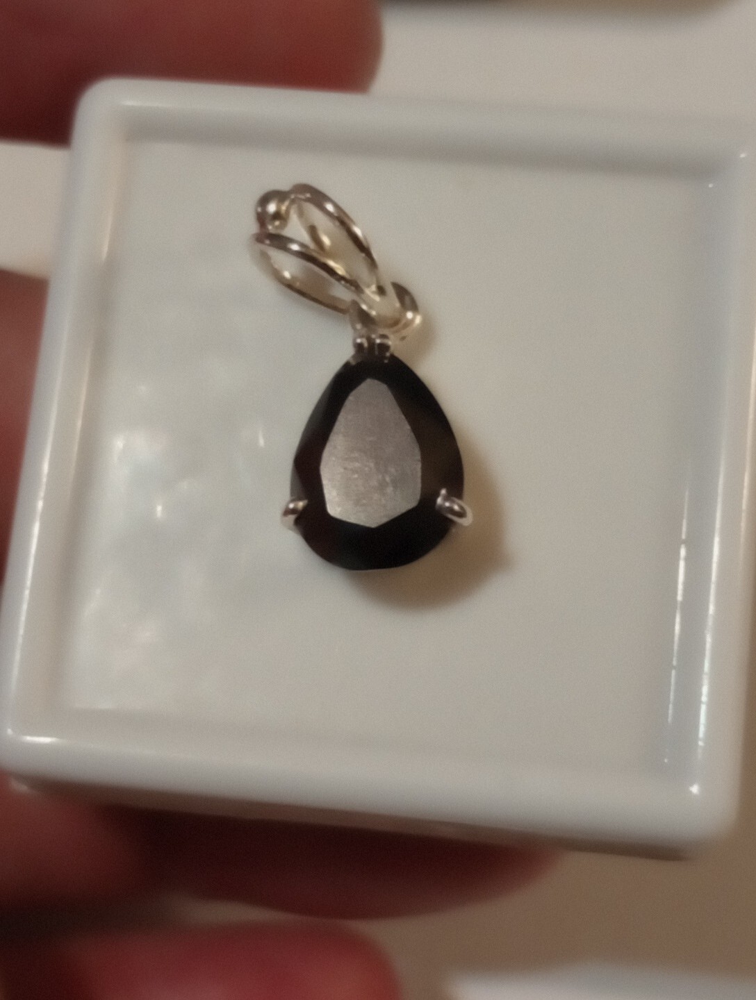 NATURAL EARTHMINED GEM TESTED PEAR BLACK DIAMOND 3.25 CTS. 925 SILVER PENDANT