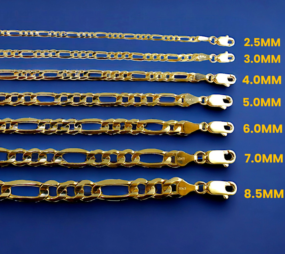 10K Yellow Gold SOLID Figaro Necklace Bracelet Chain Italian Real 2-11mm 7″-30″