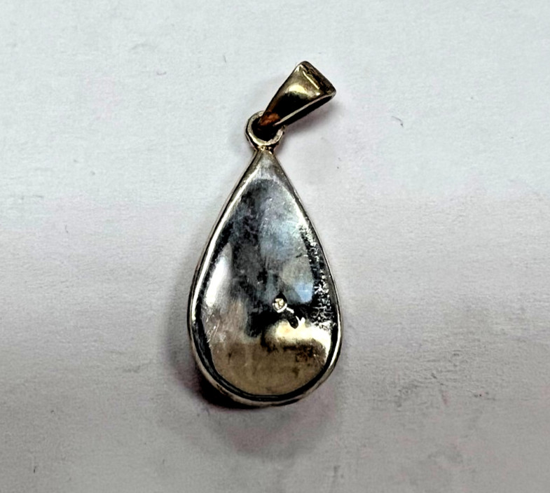 Unknown Designer Sterling Silver Multi Stone Tear Drop Pendant [075DuW]
