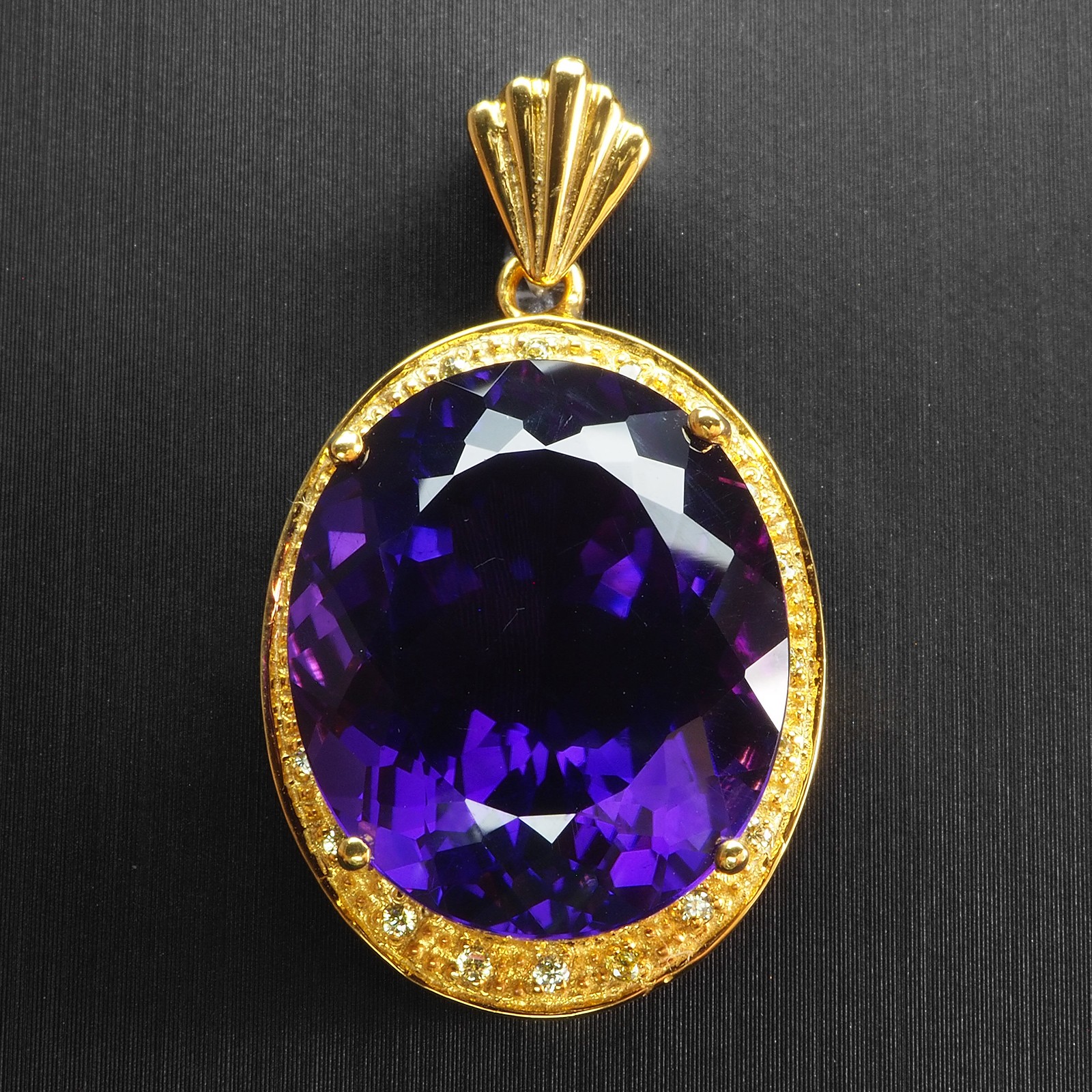 24K Gold 925 Sterling Silver Pendants Dazzling Rich Purple Amethyst Oval 22.15Ct