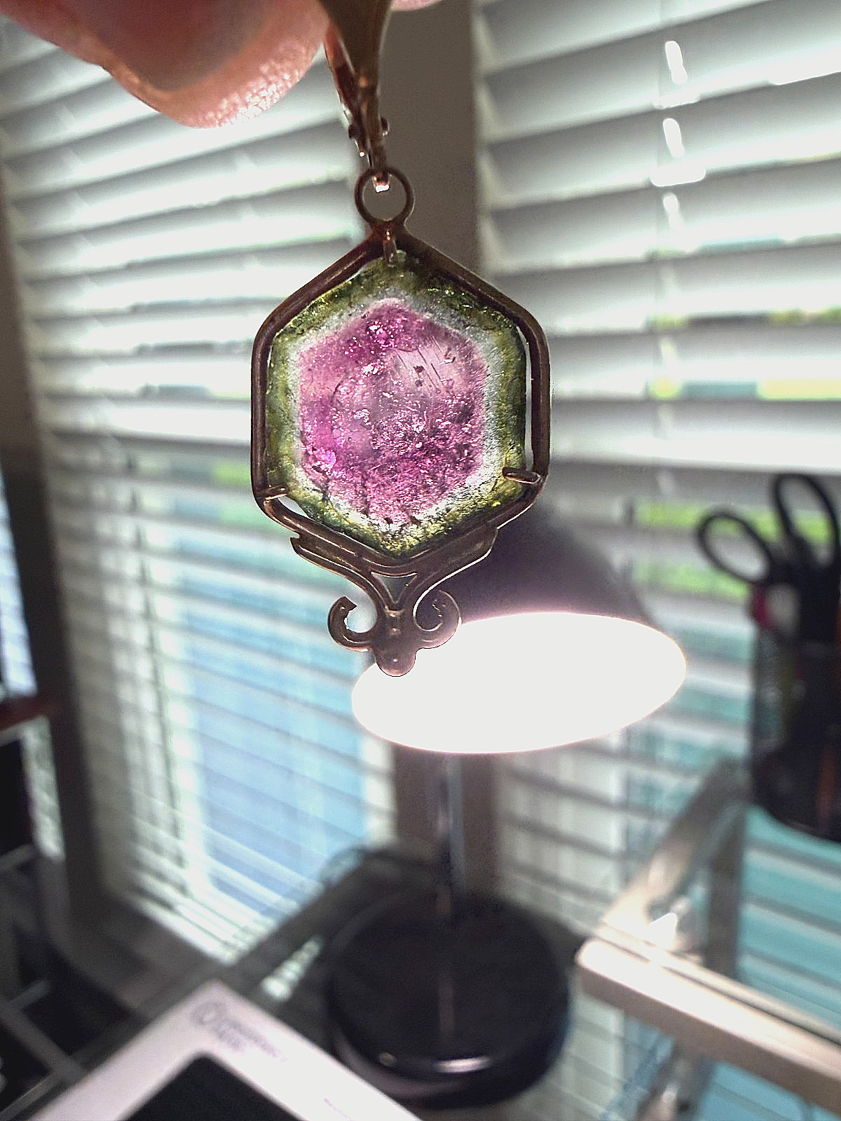 watermelon tourmaline necklace 14k gold