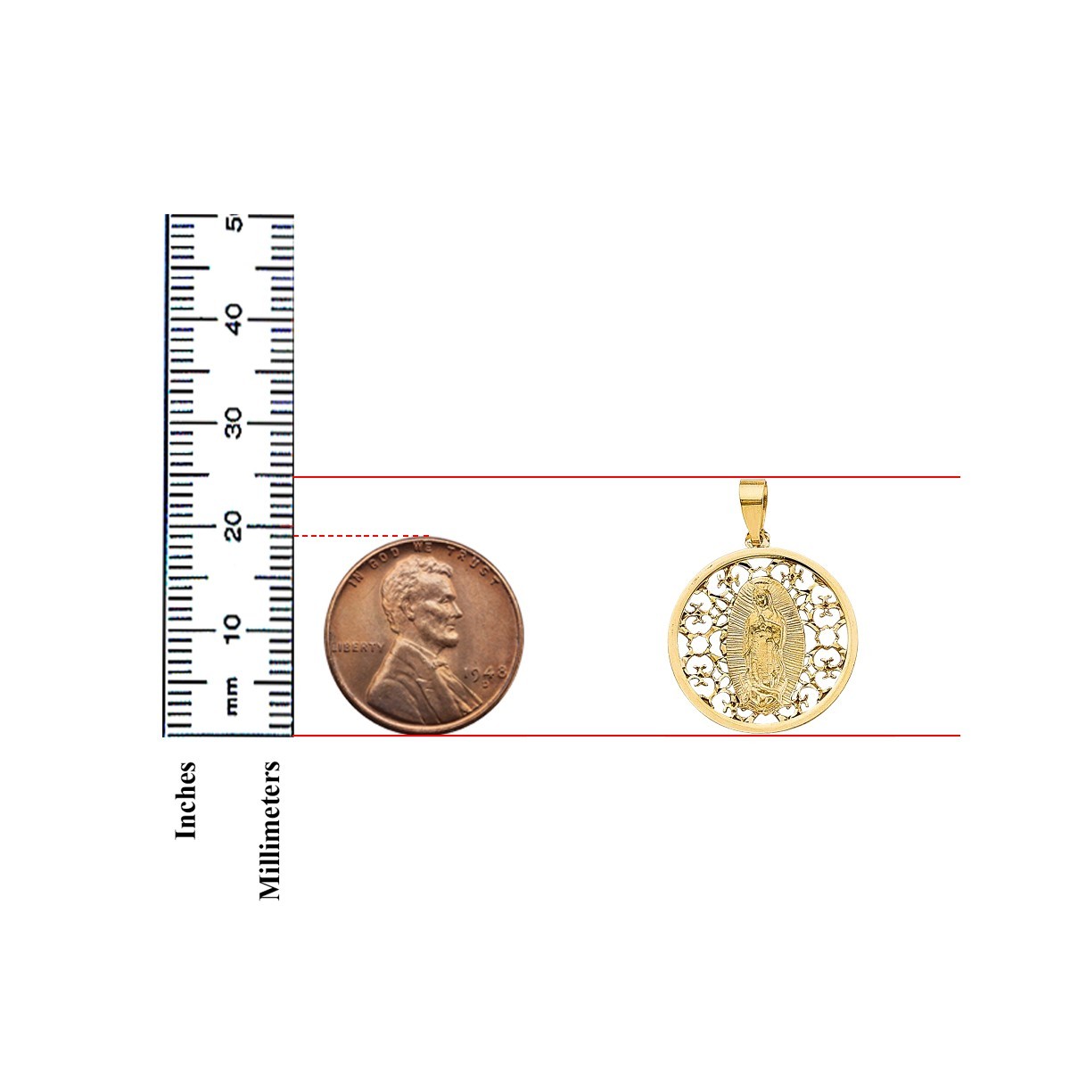 14K Two Tone Gold Religious Pendant for Chain