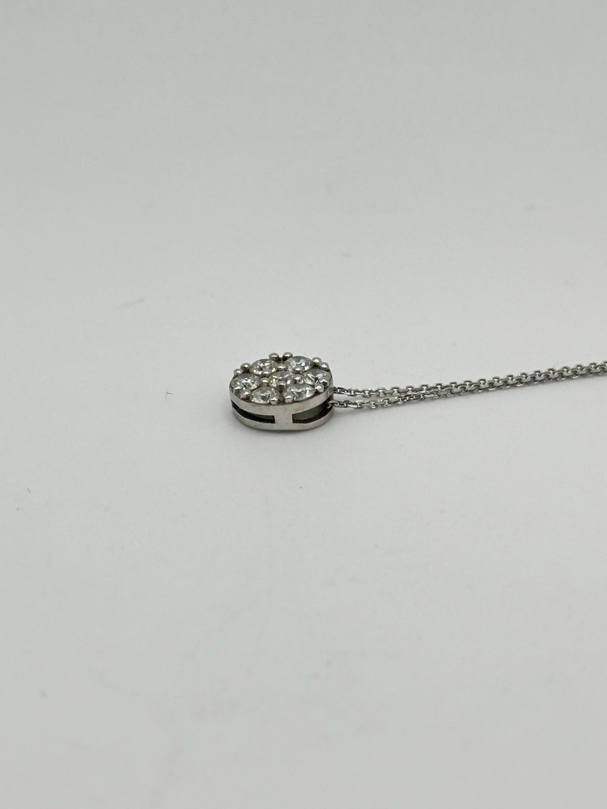 .33ctw Natural Diamond Round Cluster 8mm Pendant Necklace 14k White Gold 20”