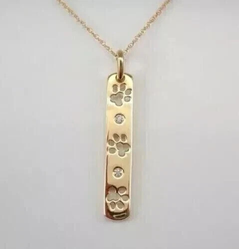 1.00CT Round Cut Lab-Created Diamond Paw Print Pendant in 14K Yellow Gold Plated