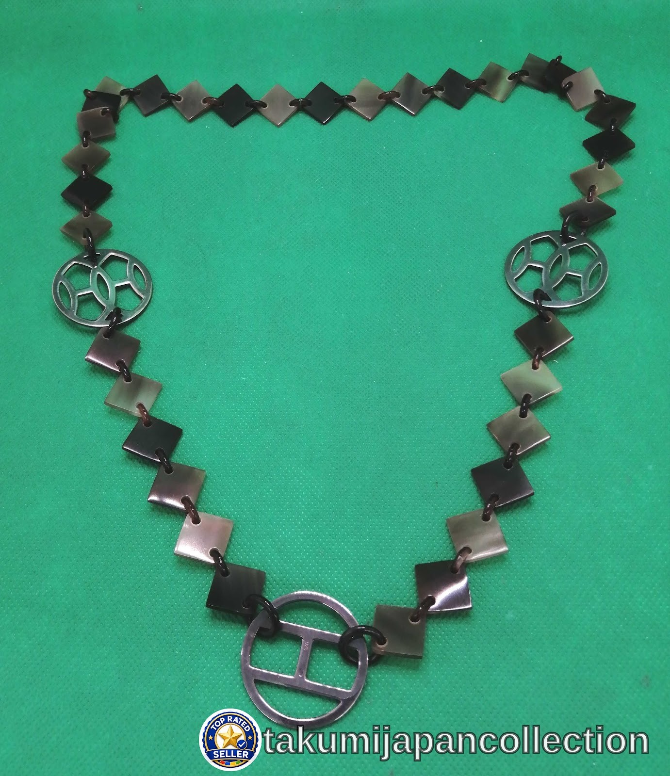Hermes Diva Long Necklace Sterling Silver 925 Plastic 72cm #M-563