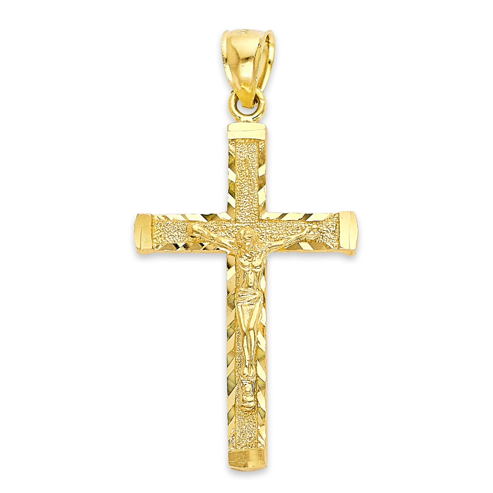 Solid Gold Cross Pendant, 10 or 14k, Crucifix Pendant Religious Jewelry for Men