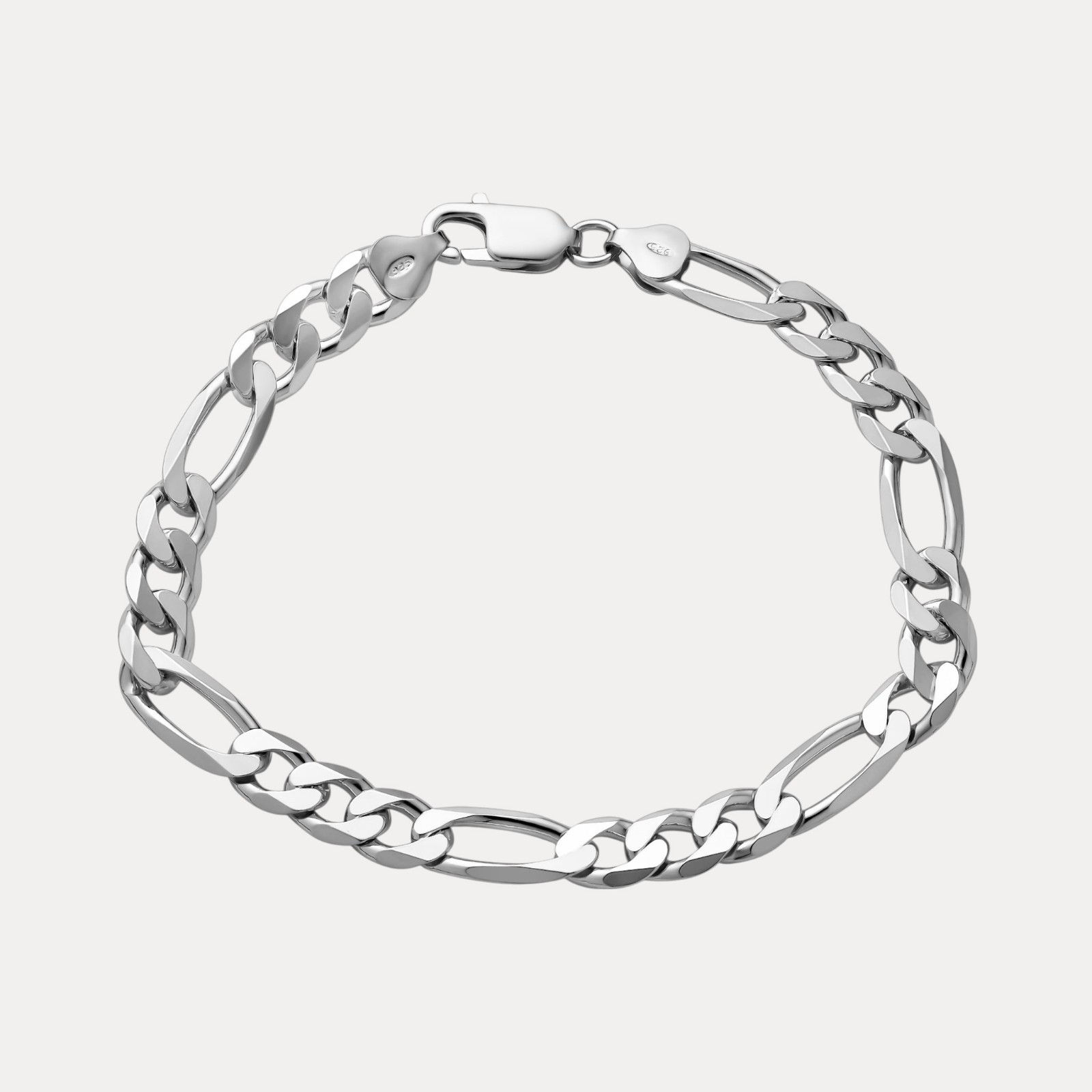 8mm Figaro Bracelet Link – Real Solid 925 Sterling Silver Or 14k Gold Vermeil