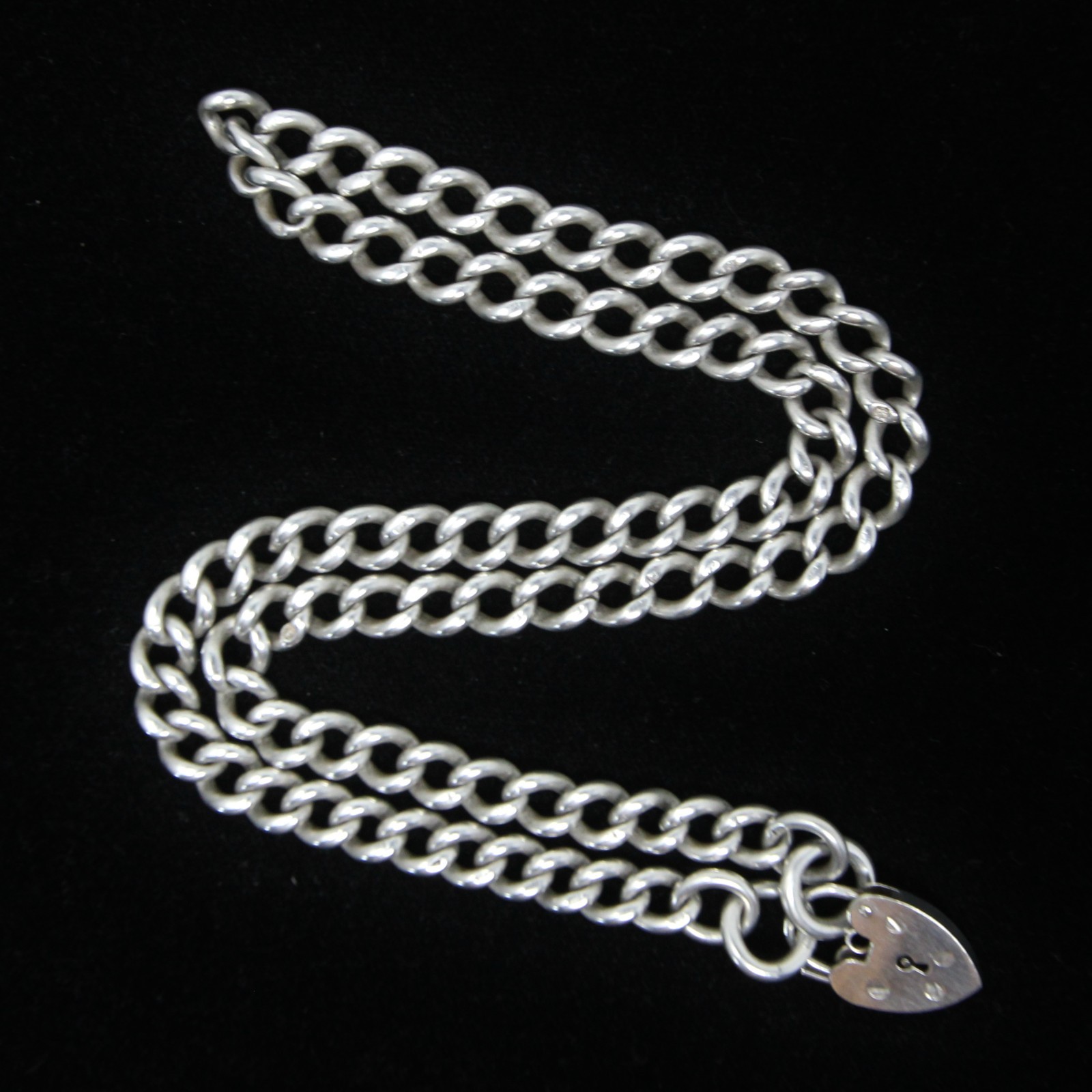 Antique 1899 Hallmarked Solid Sterling Silver Double Albert Curb Chain Necklace