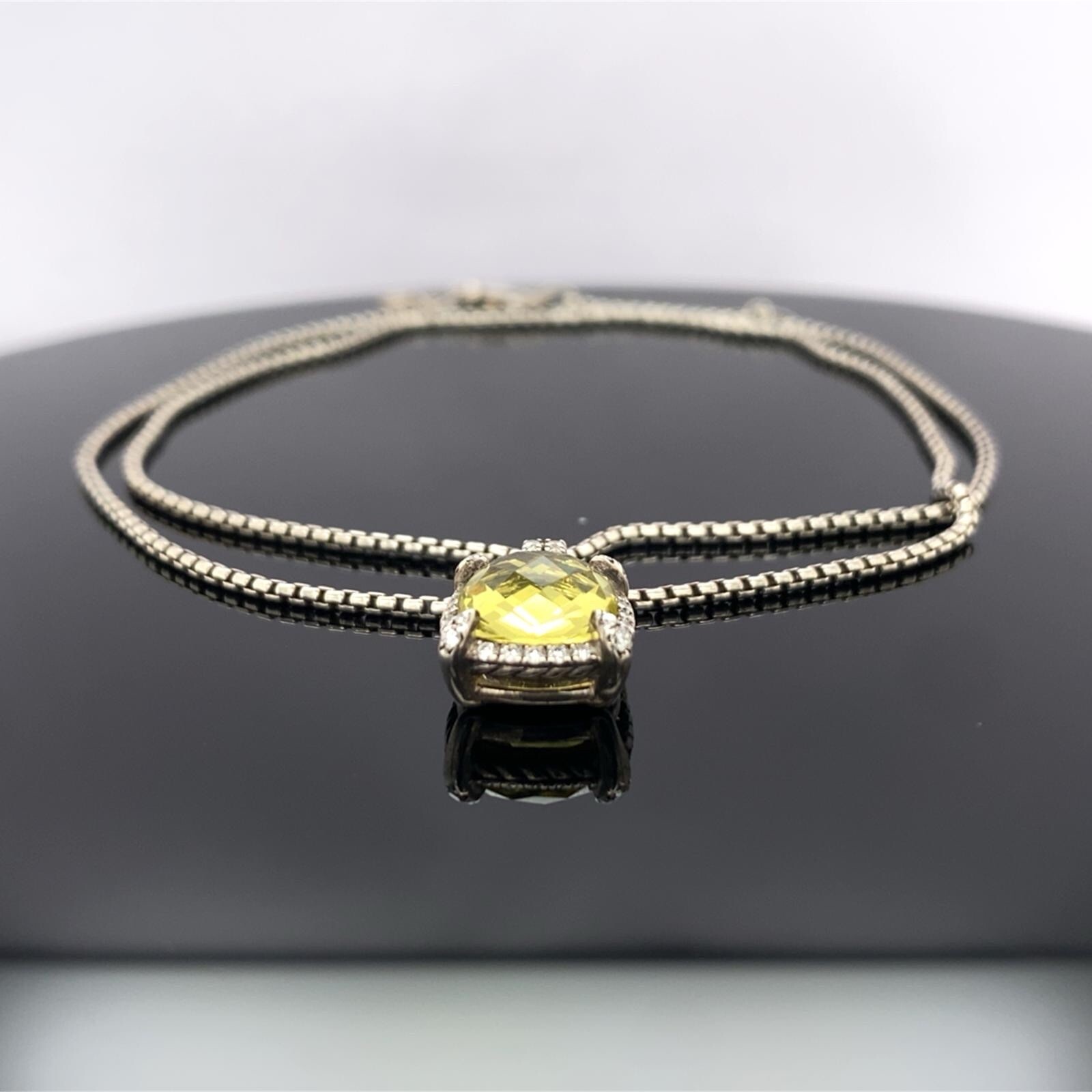 David Yurman Sterling Silver Citrine Chatelaine Diamond Pendant Necklace $1125
