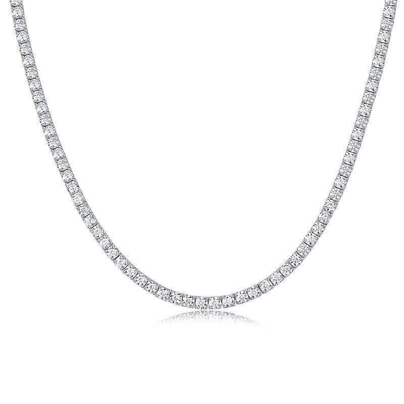 GRA Certified 3 4 5mm VVS1 Iced Moissanite Tennis Chain Necklace Real 925 Silver