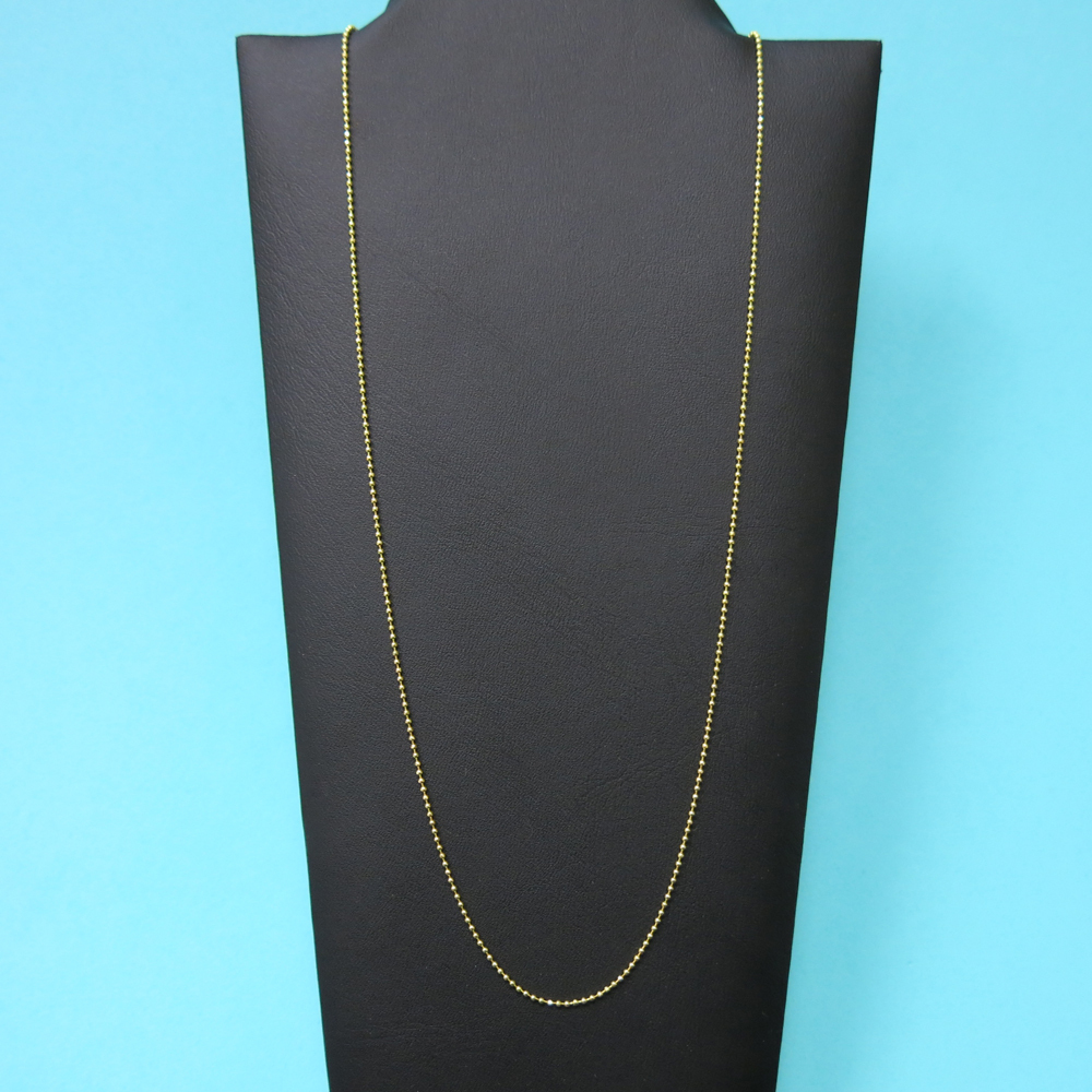 925 Sterling Silver Gold-Plated Ball Bead Diamond Cut 1mm Chain Necklace