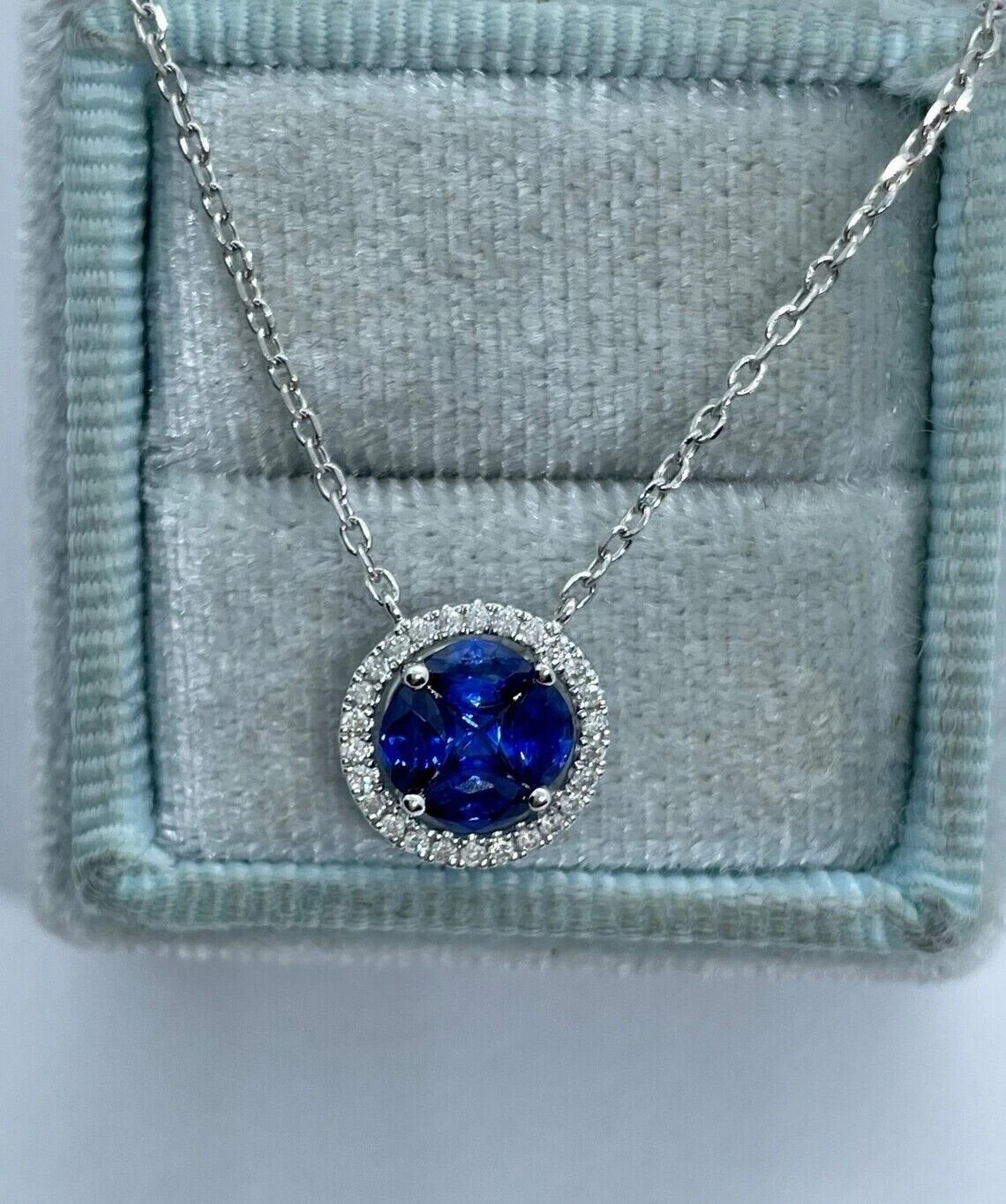 2.00Ct Oval Cut Lab-Created Blue Sapphire Flower Pendant 14K White Gold Plated