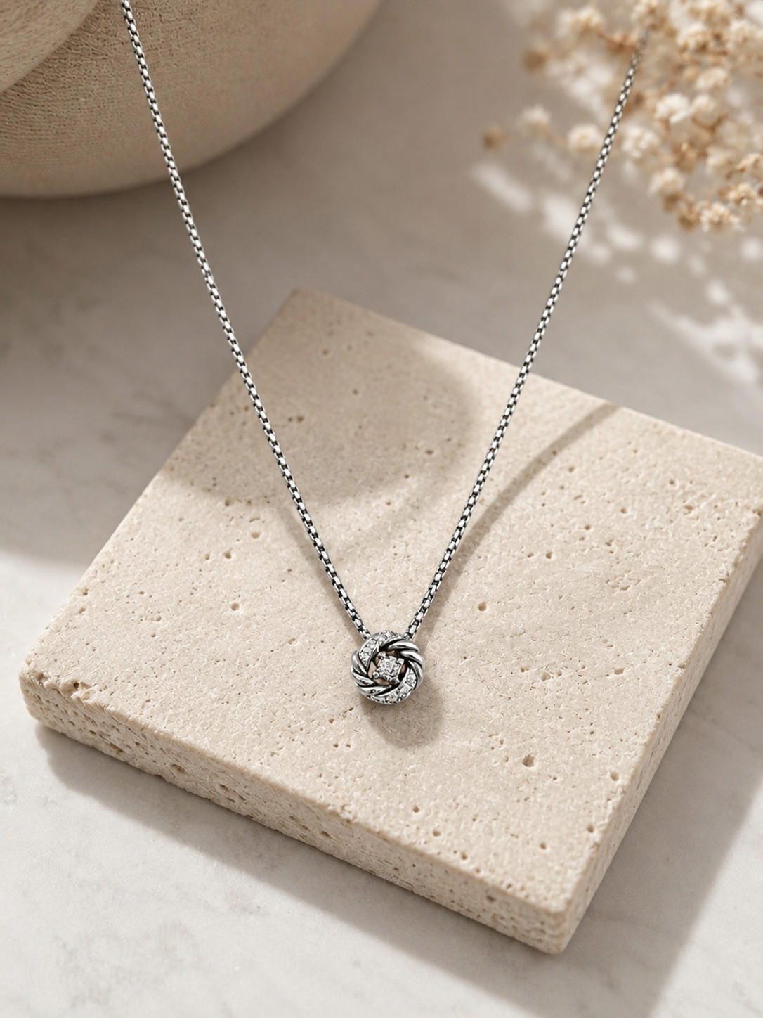 David Yurman .925 Sterling Silver Diamond Necklace