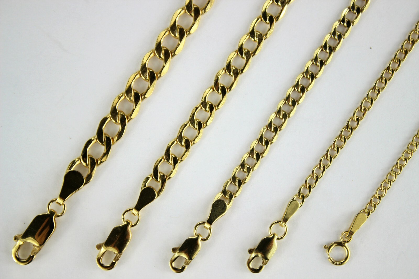 10K Yellow Gold Curb Cuban Chain Link Pendant Necklace Bracelet 2mm ~ 7mm 7″~30″