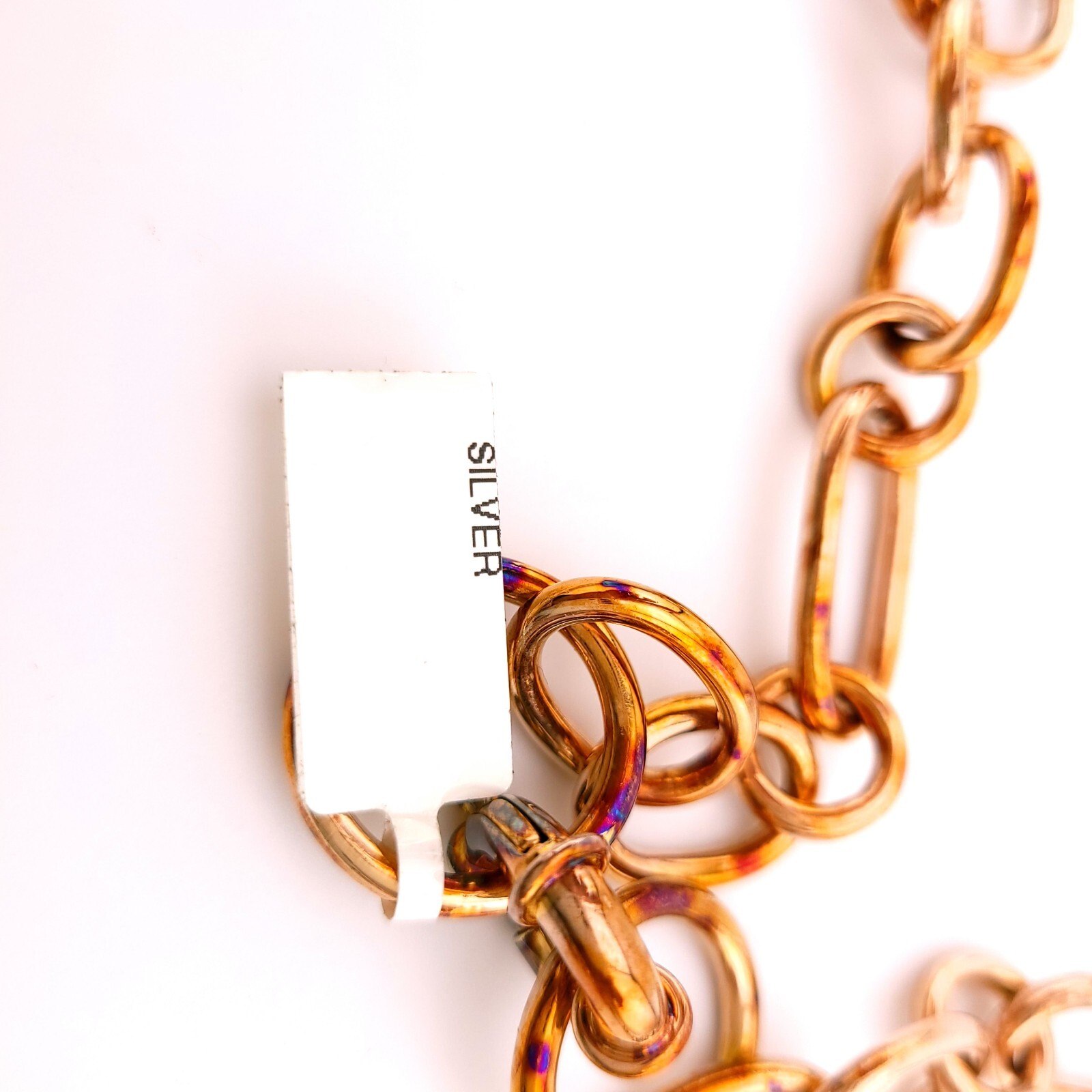 Daniel W. Danwak Sterling Silver Rose Gold Tone Large Chain Link 32″ In Necklace