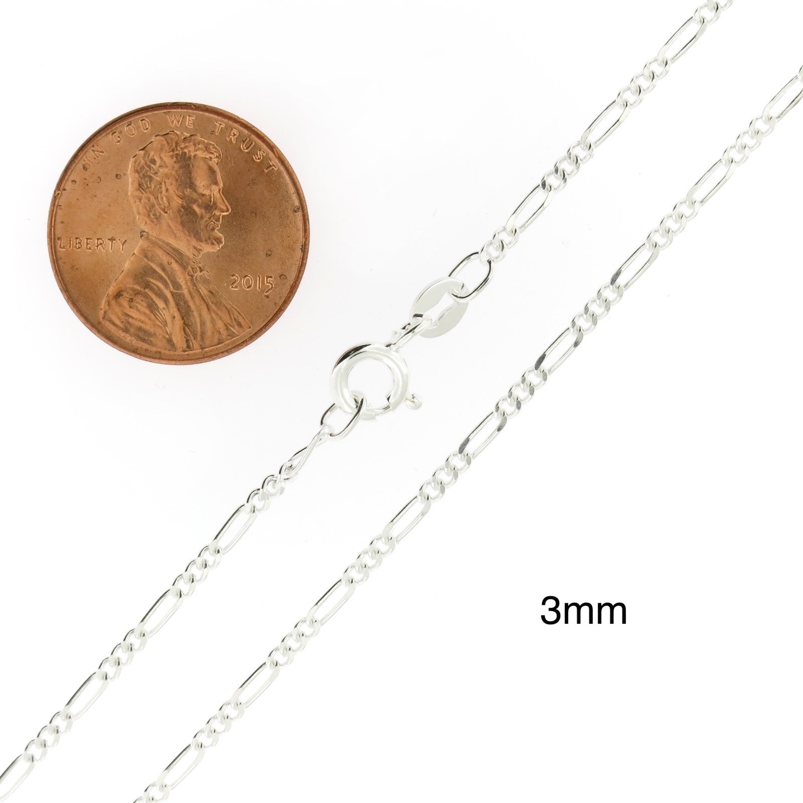 Italian Solid 925 Sterling Silver Figaro Chain Necklace STAMPED 925 Mens Womens