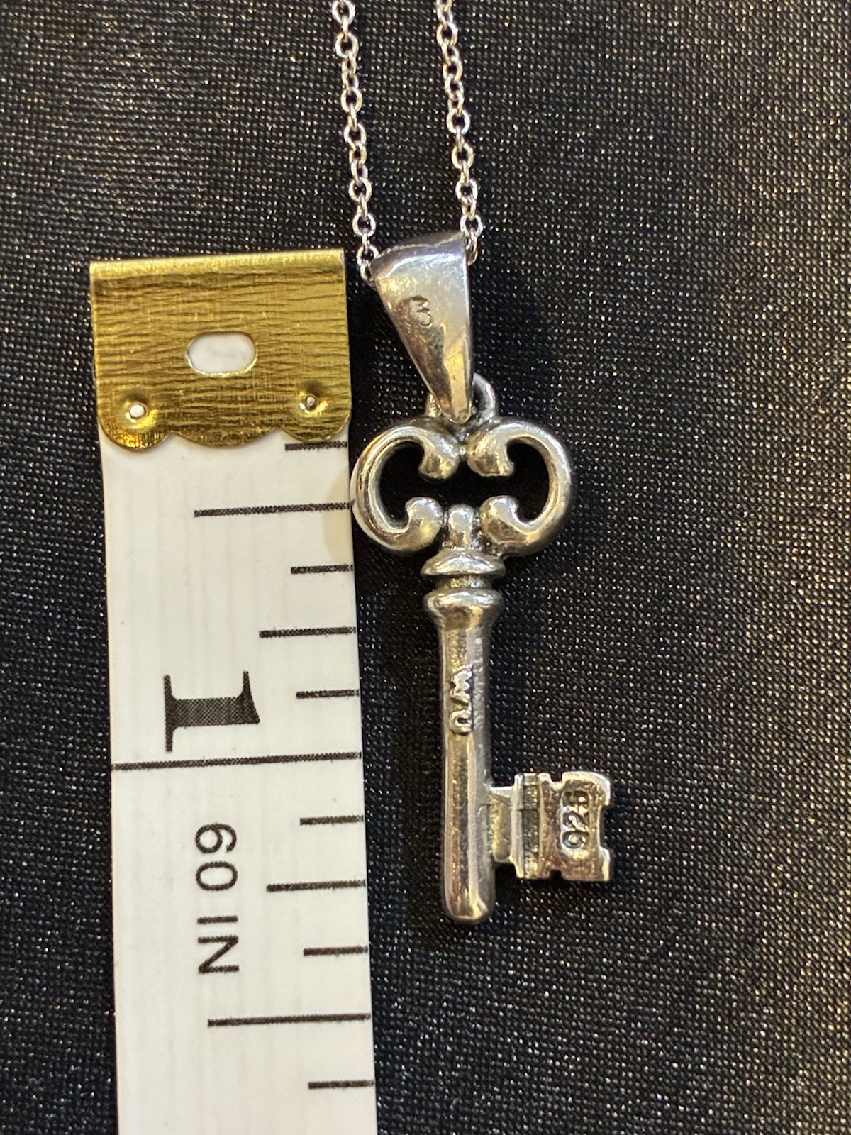 Sterling Silver Key Pendant Necklace 16″-18″ Adjustable Chain Stamped 925 ECON