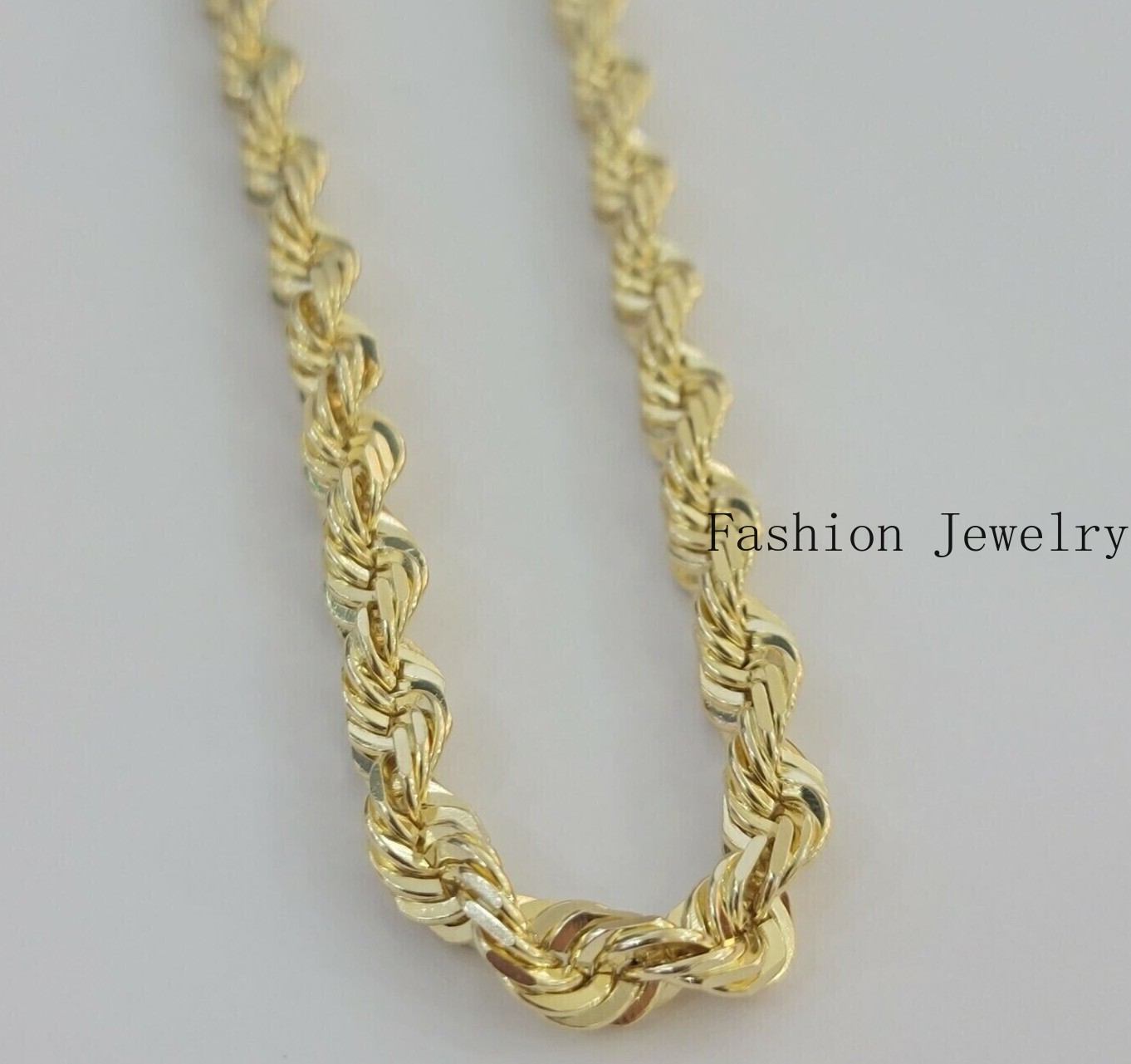 7mm Rope chain Necklace Solid 10k Yellow Gold Diamond cut 24″ GURANTEED 10K GOLD