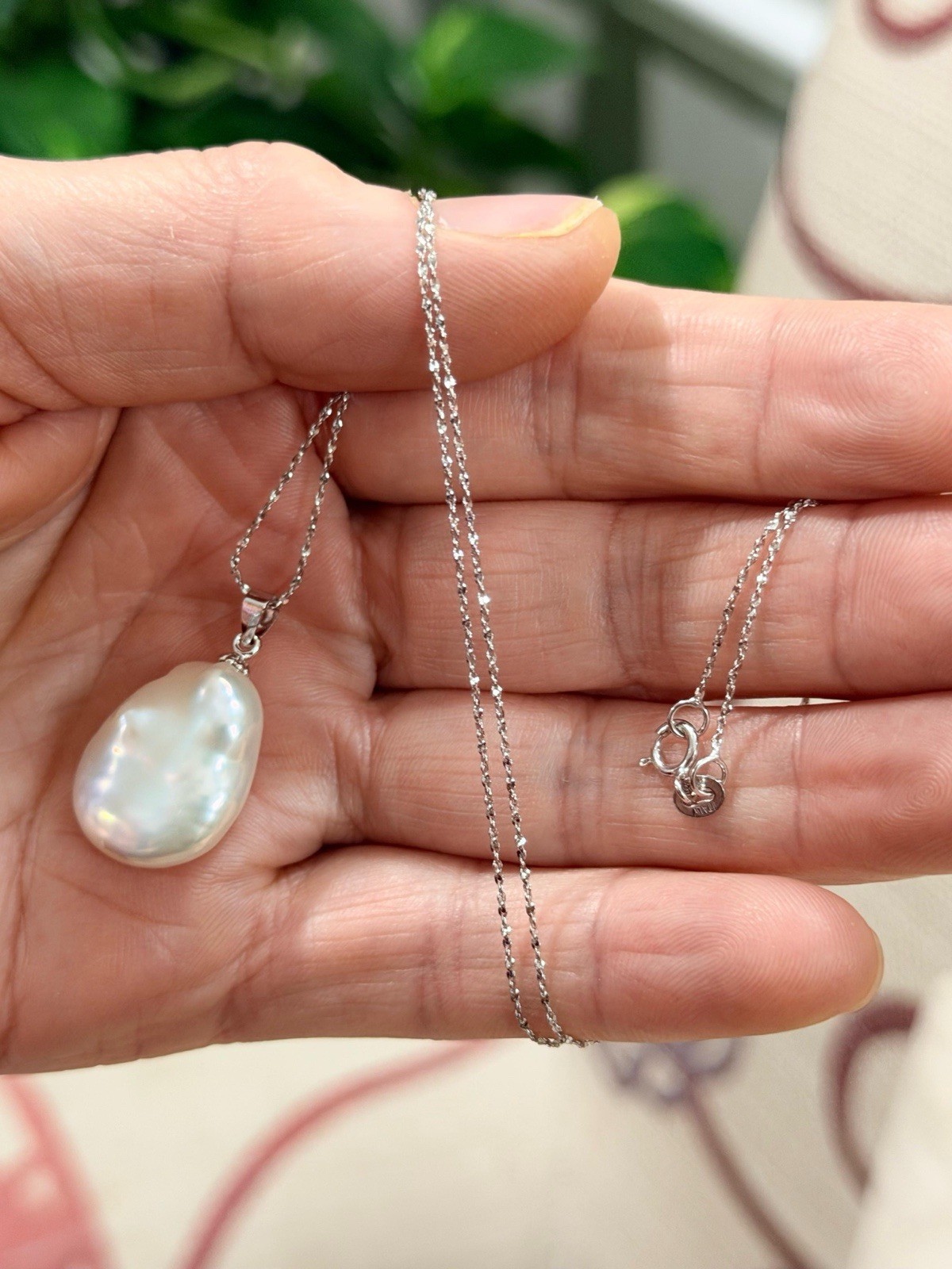 June Birthstone Gift Oval Pearl Pendant 925 Box Chain, Gift For Her