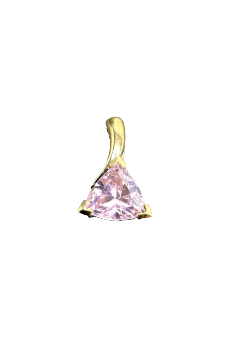 9ct Yellow Gold Pink Gemstone Trillion Cut Pendant