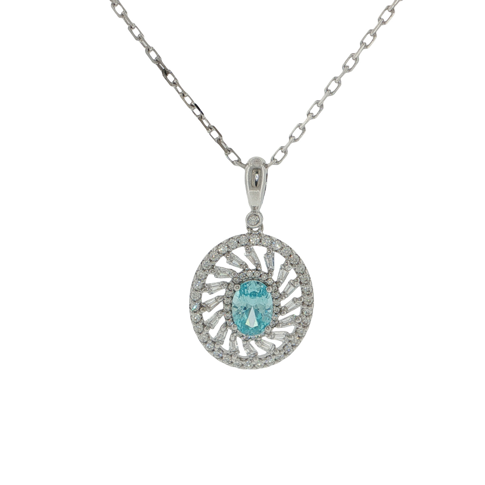 Sterling Silver Blue Stone Pendant