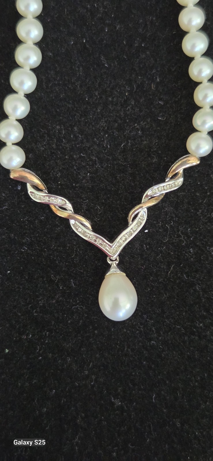 Alwand Vahan Pearl & Diamond Necklace In Sterling & 14k Gold Y-Drop 17”