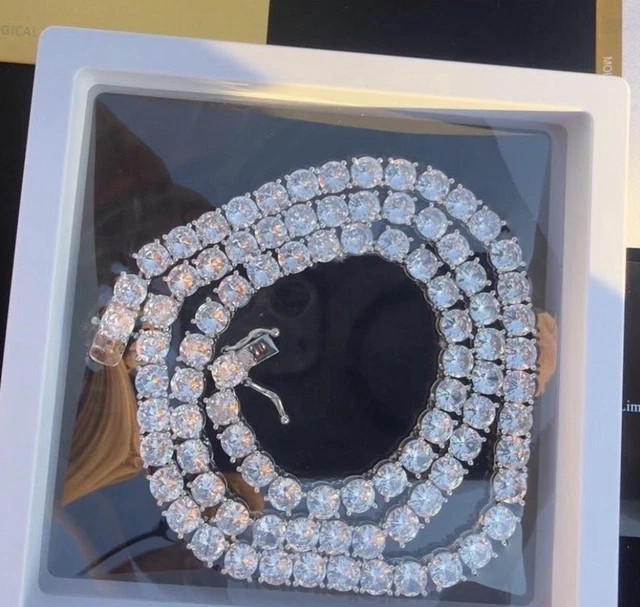 11CT Lab Created Diamond Women’s Tennis Wedding Necklace 14K White Gold Plated