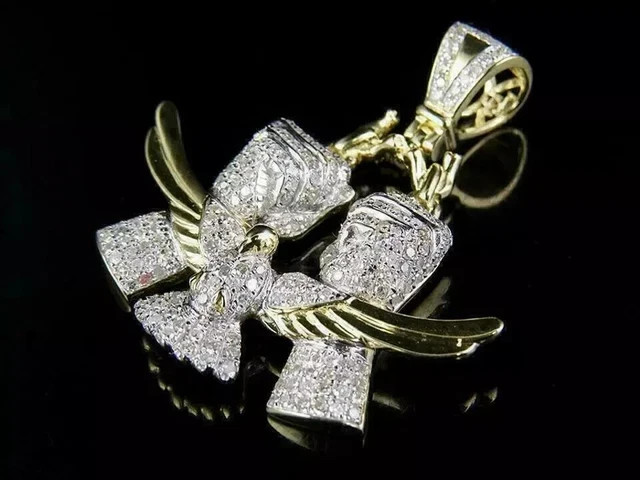 1.80Ct Round Cut Diamond Men’s Freedom Charm Pendant In 14k Yellow Gold Plated