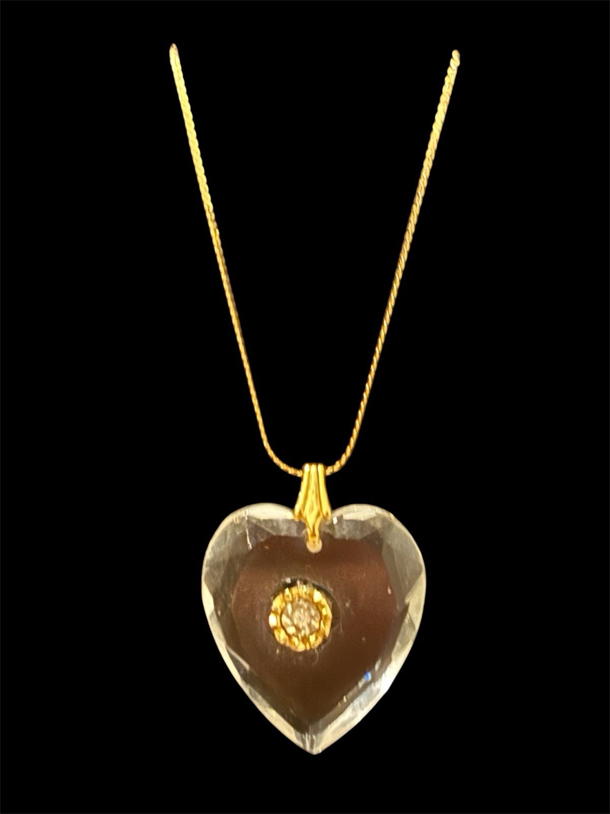 14k Yellow Gold 18” Chain And Clear Heart Pendant .67g 585