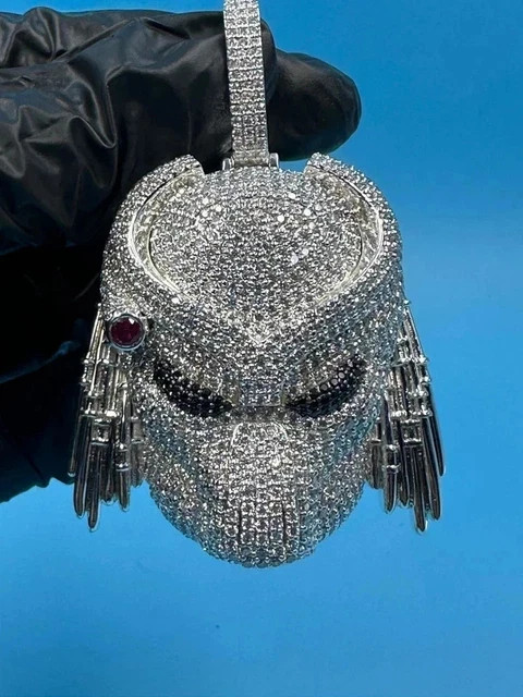 4.50Ct Round Cut Real Moissanite Predator Men’s Pendant 14K White Gold Plated