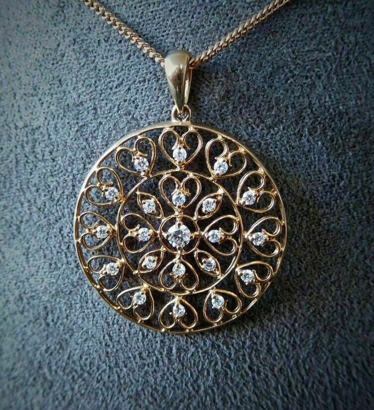 Round Cut Lab Created Diamond Circle Pendant 3Ct 14K Yellow Gold Plated Silver