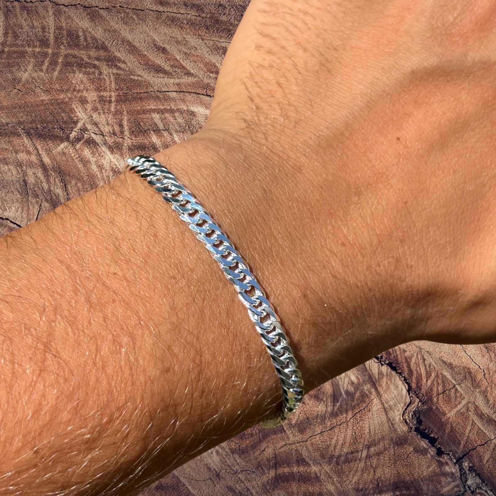 6mm Double Curb Link Bracelet – Real Solid 925 Sterling Silver MADE IN ITALY